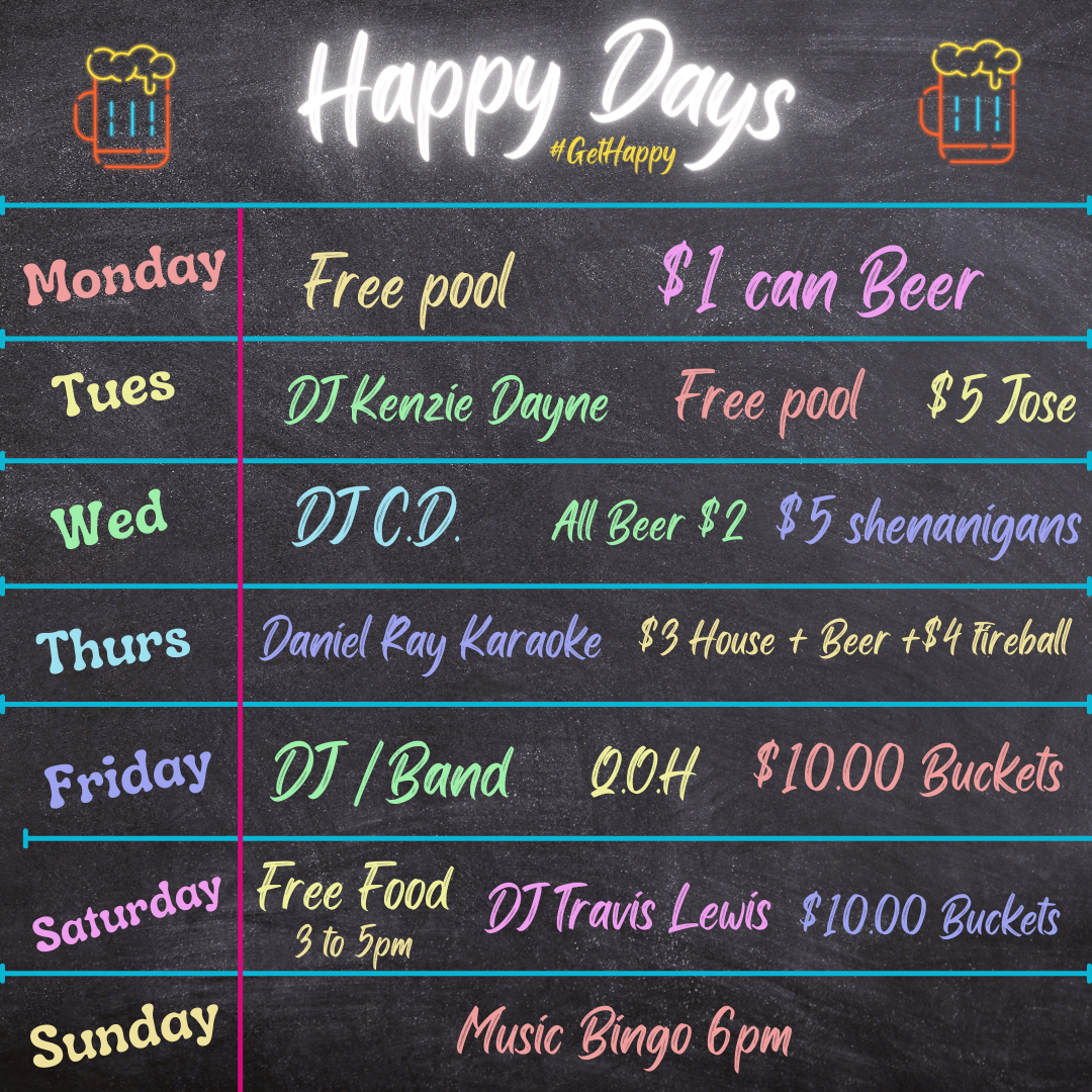 Happy Days Menu