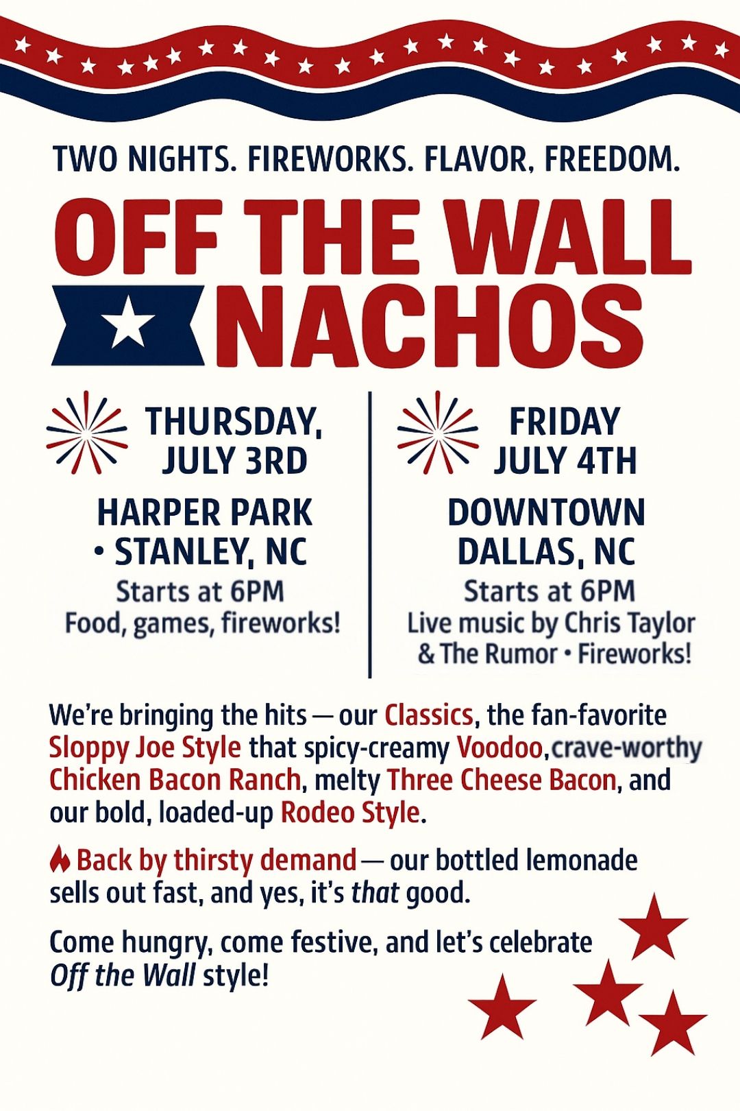 Off The Wall Nachos Menu