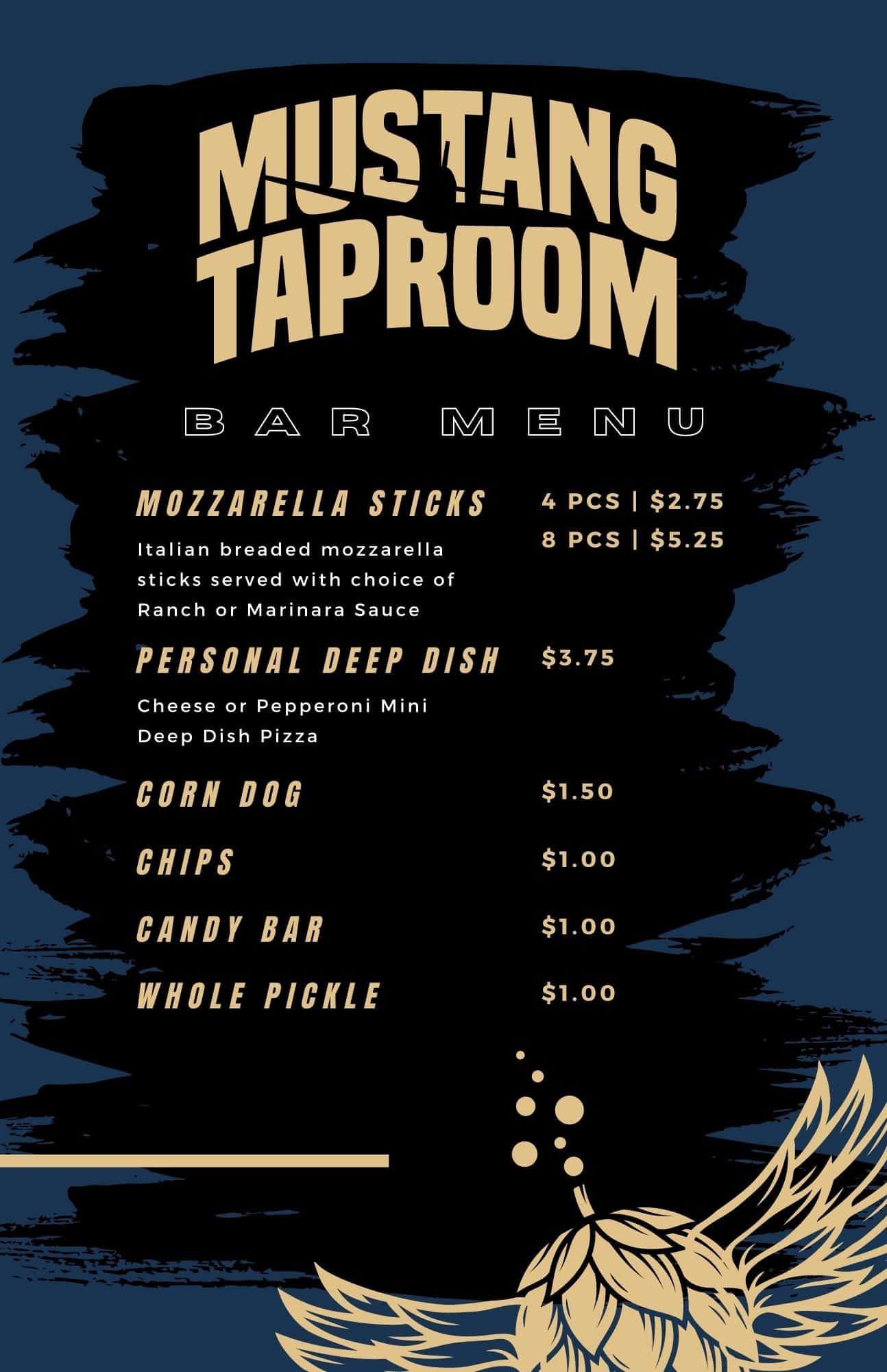 Mustang Taproom Menu