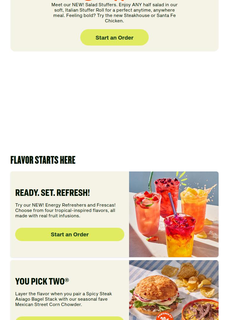 Panera Bread Distribution Center Menu