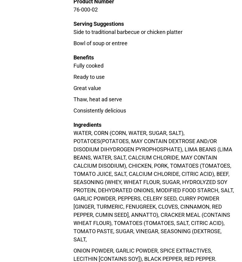 Chandler Foods, Inc. Menu