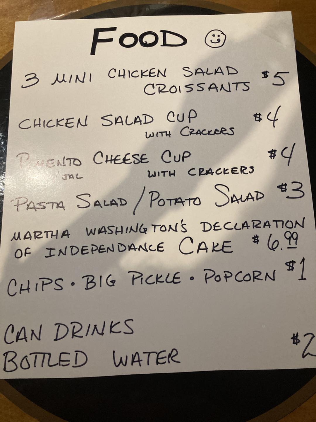 The Trophy Room Menu