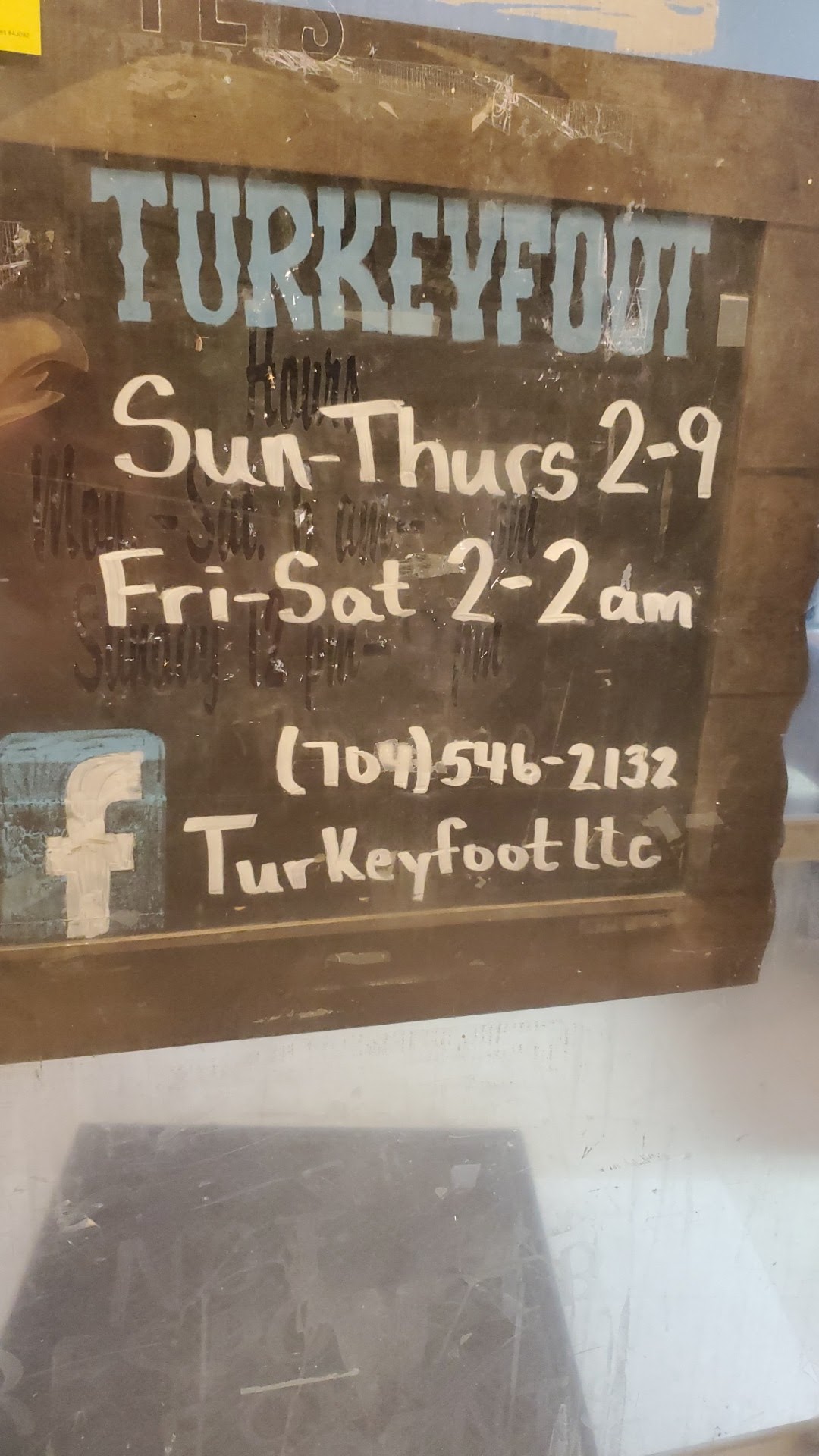 TURKEYFOOT L.L.C. Menu