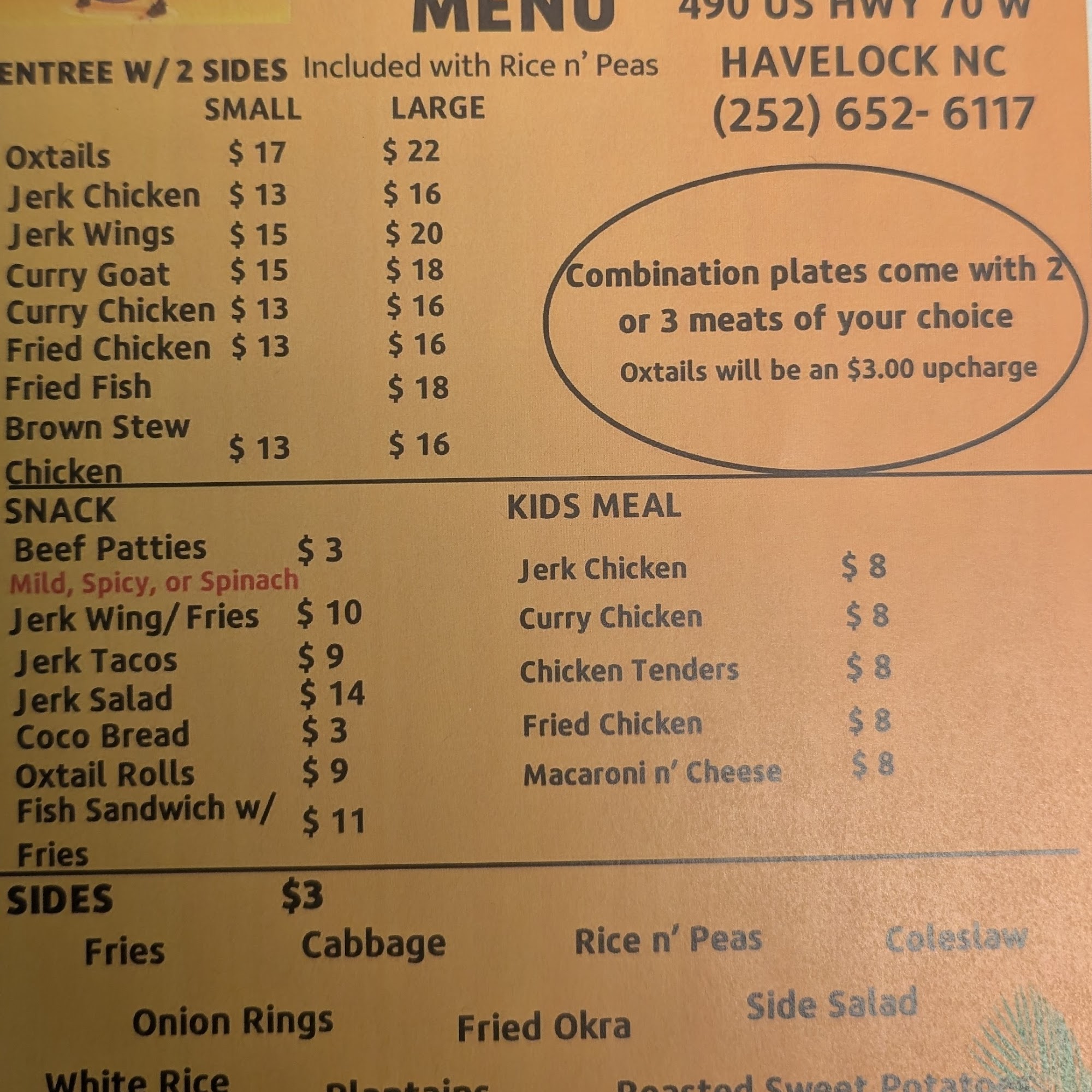 JnS Island Vibes Menu