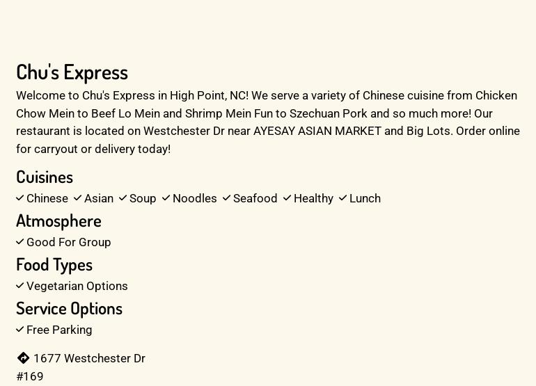 Chu's Express Menu