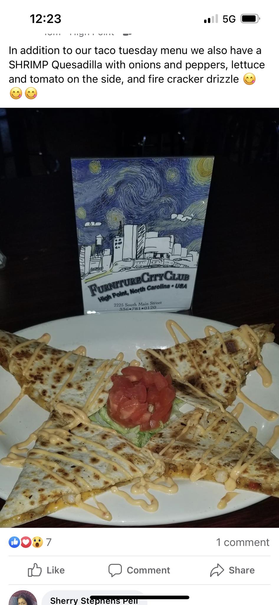 Furniture City Club Menu
