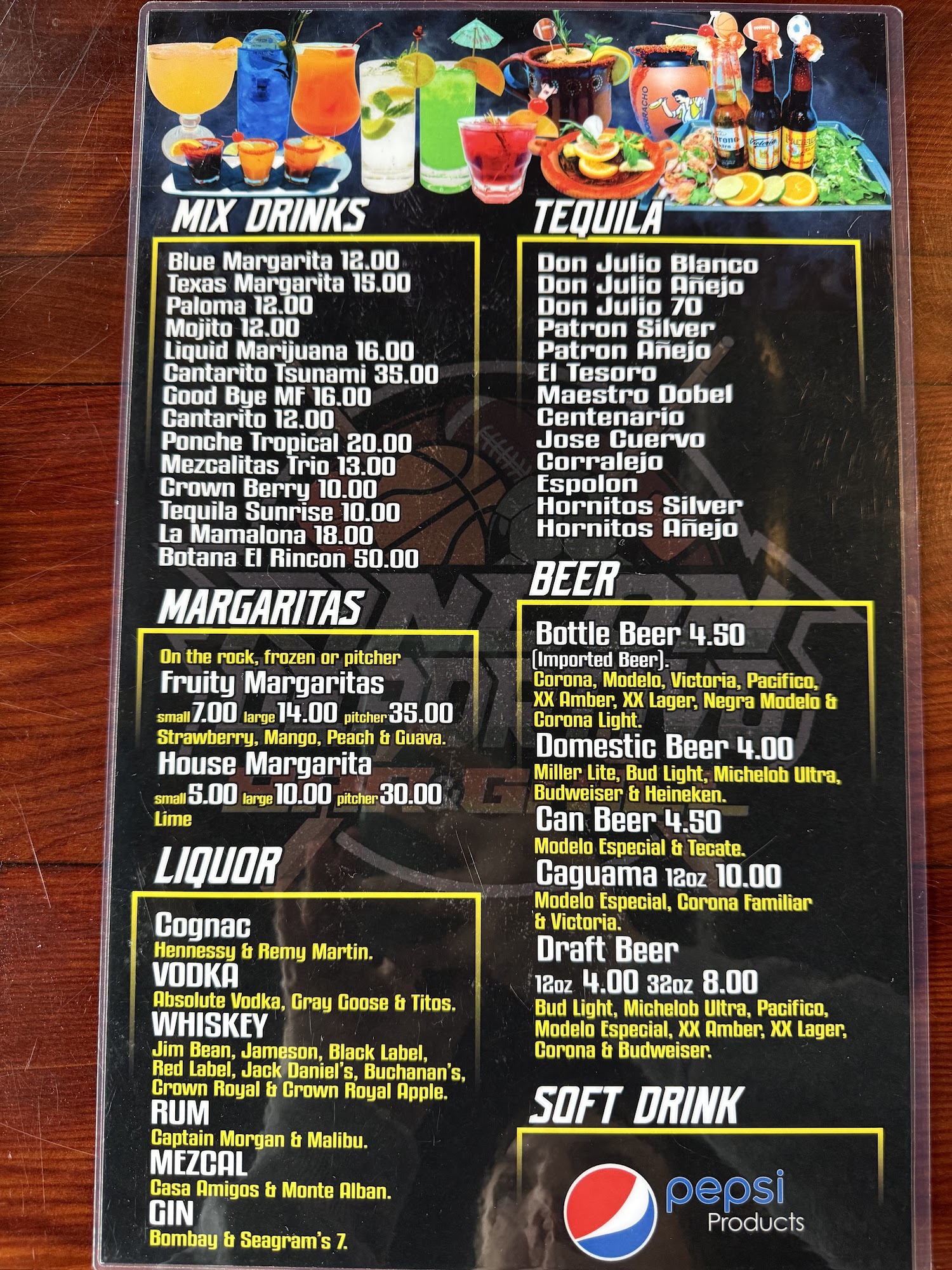 Rincon Deportivo Bar & Grill Menu