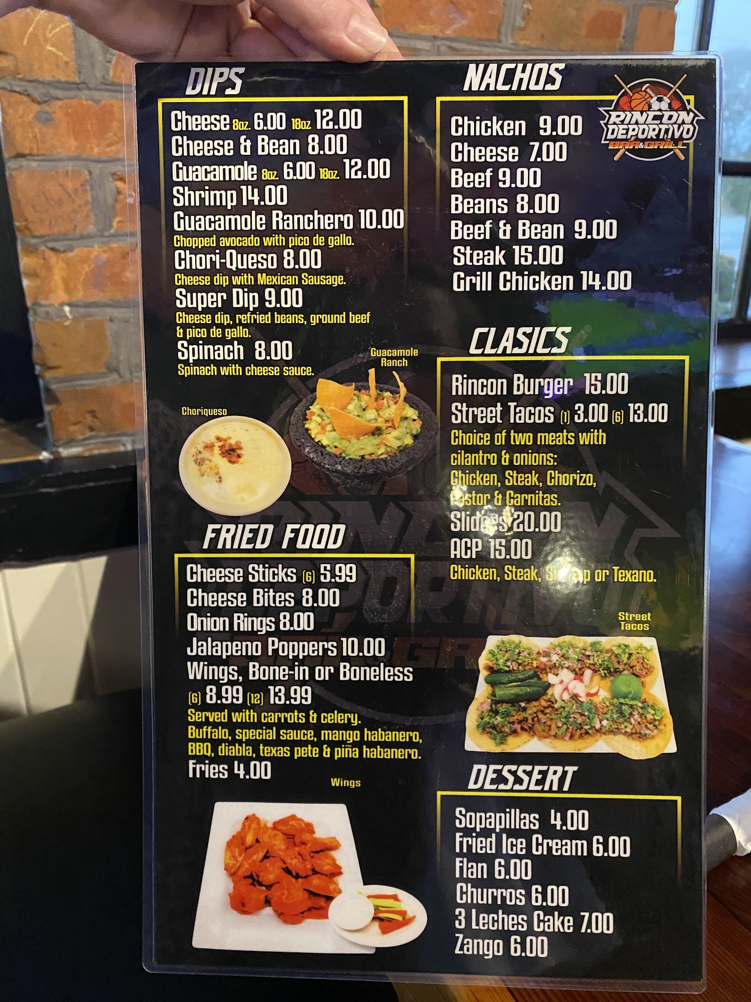 Rincon Deportivo Bar & Grill Menu