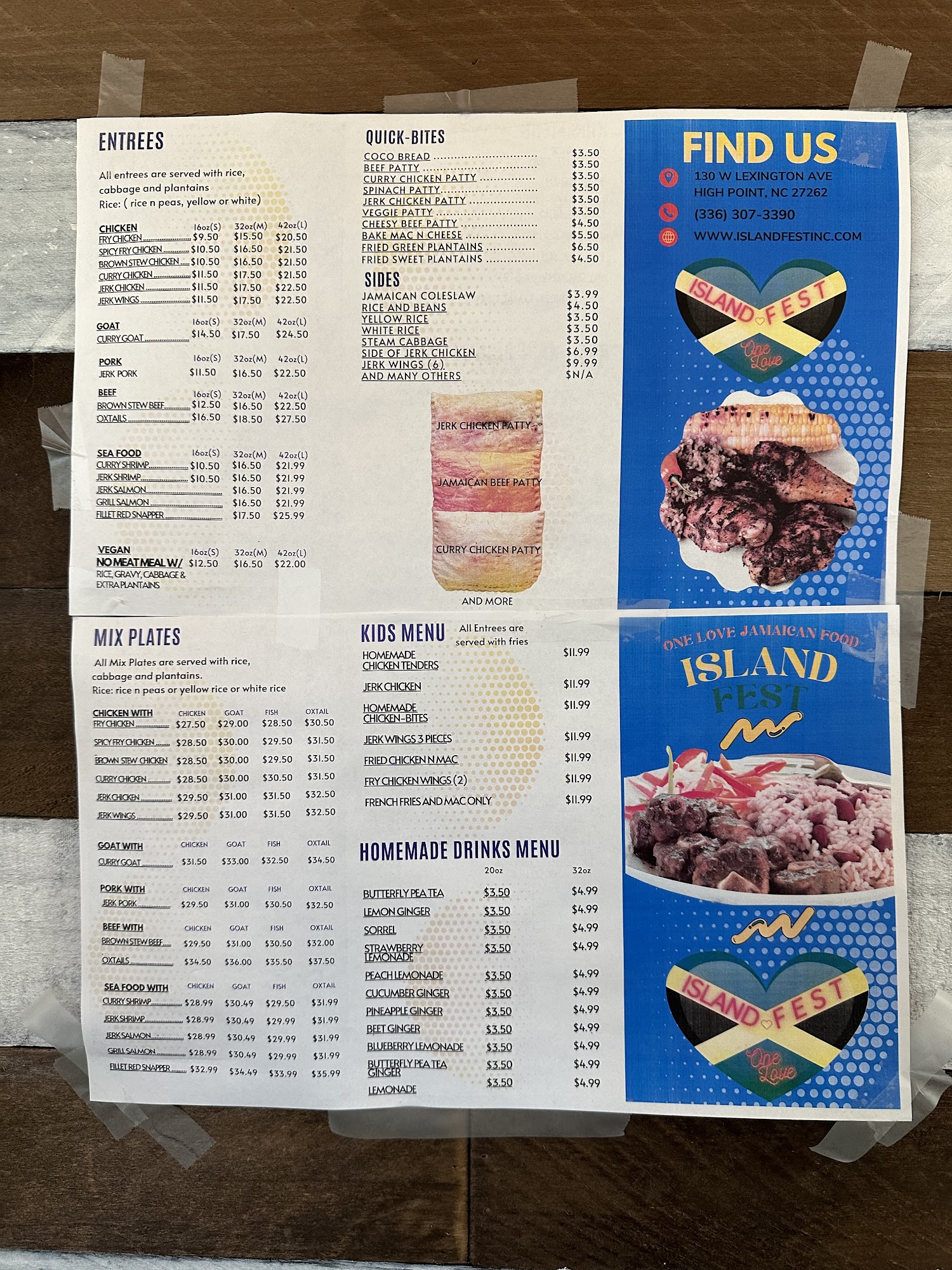 Island Fest Menu