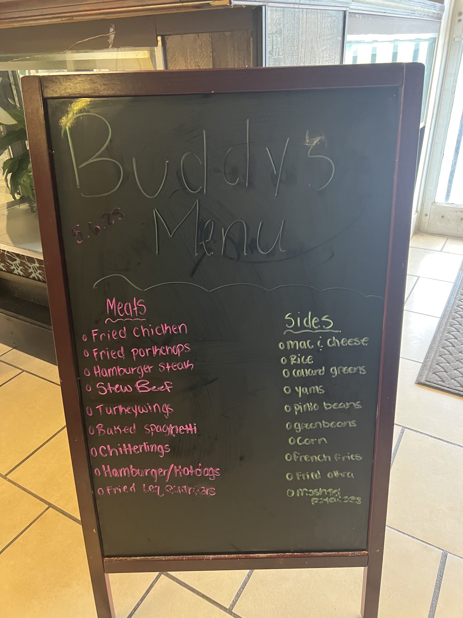 Buddy’s Soul Food Menu
