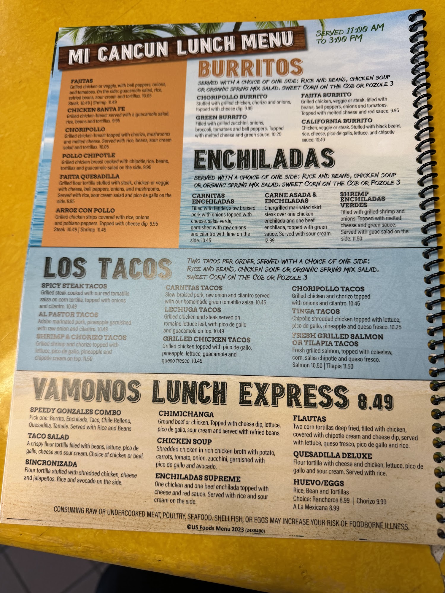 Mr. Cancun Menu