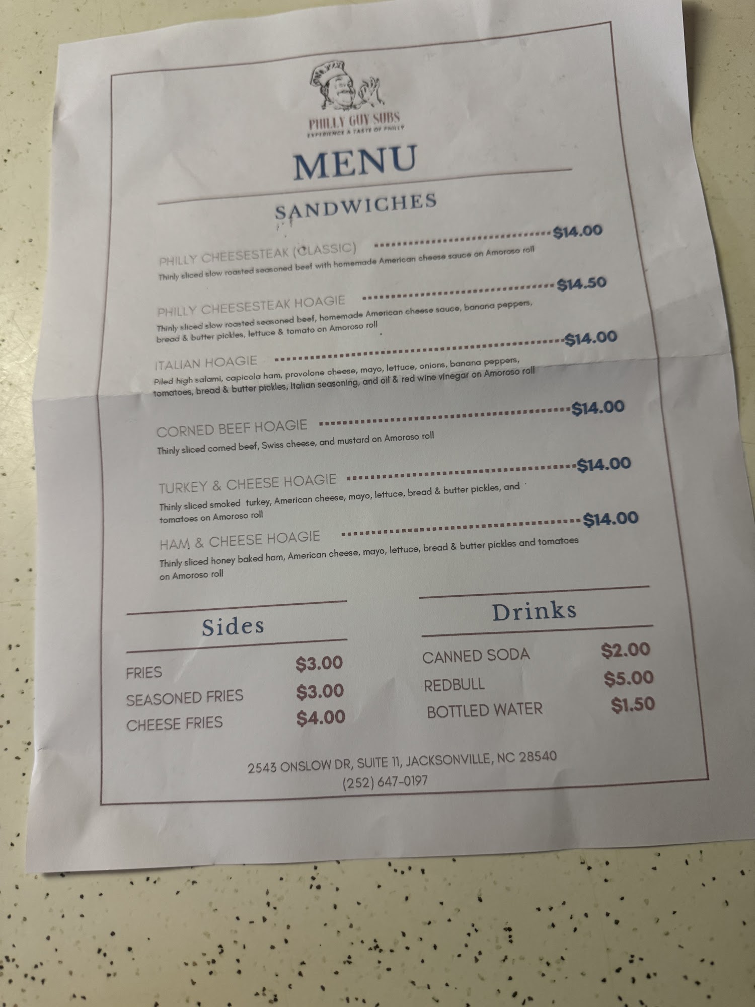 Philly Guy Subs Menu