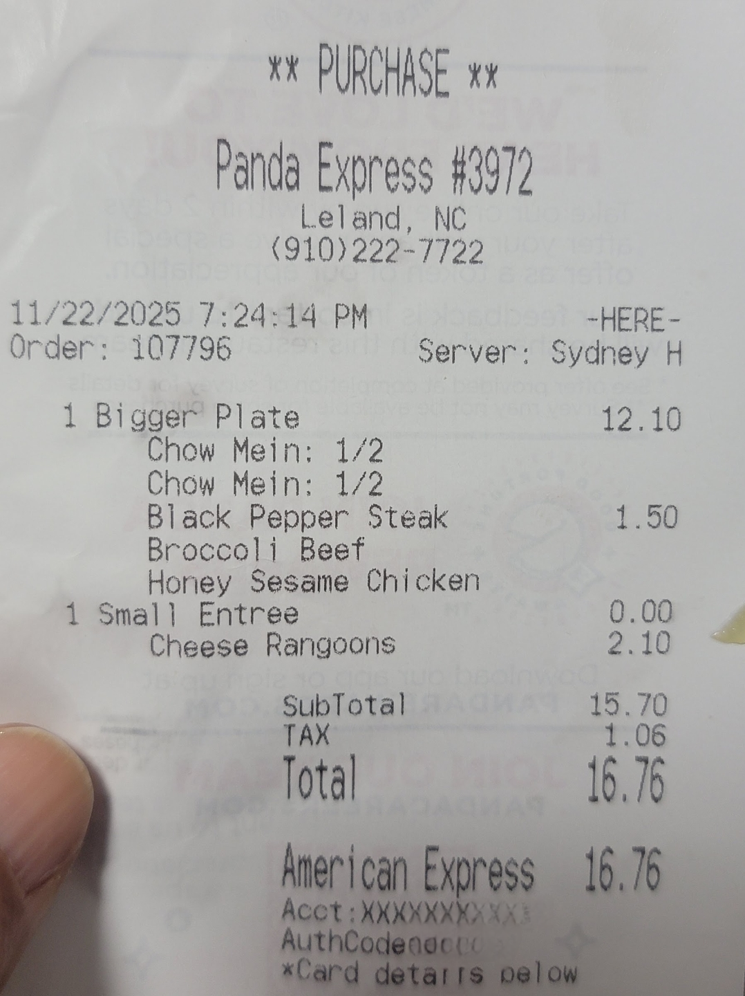 Panda Express Menu
