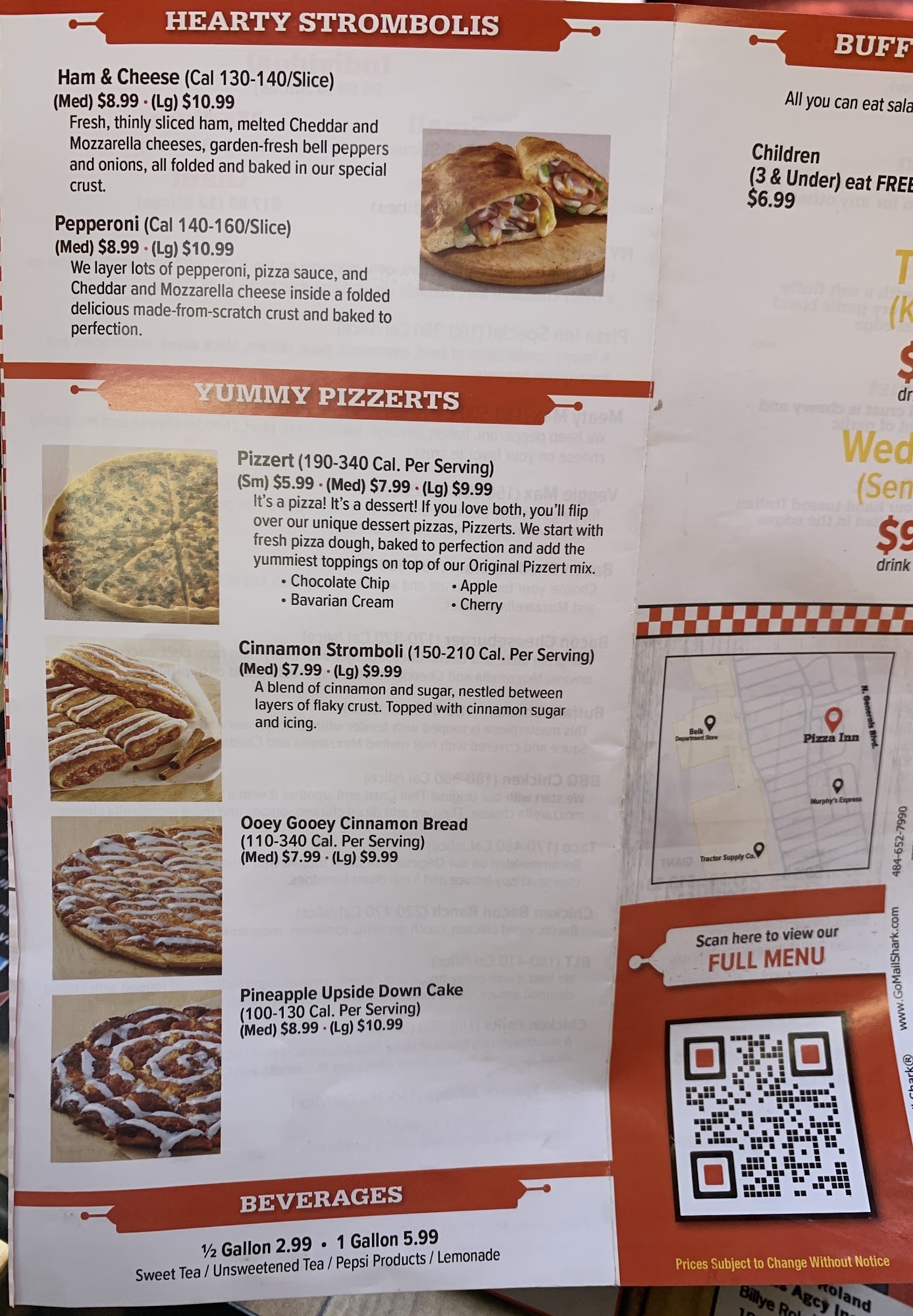Pizza Inn Menu