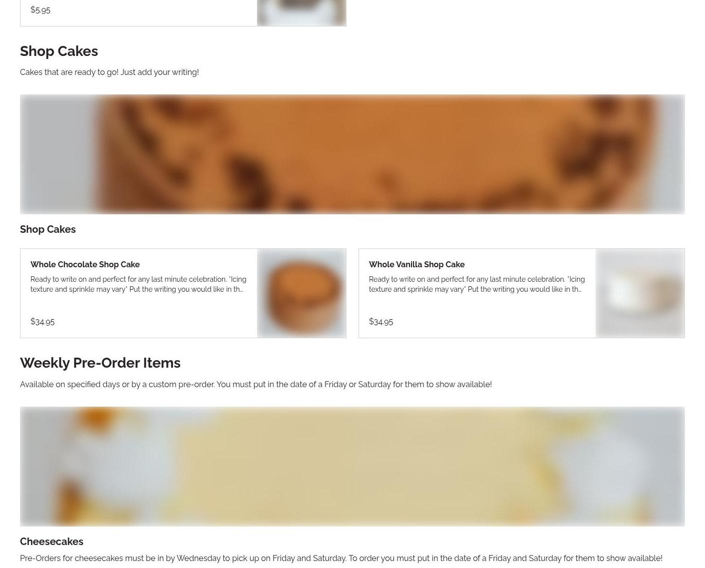 Sassy Cakes Bakery Menu