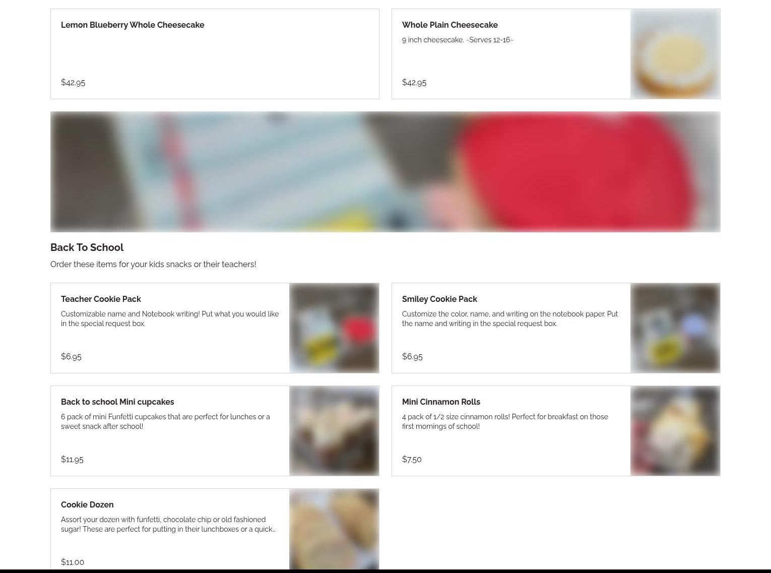 Sassy Cakes Bakery Menu