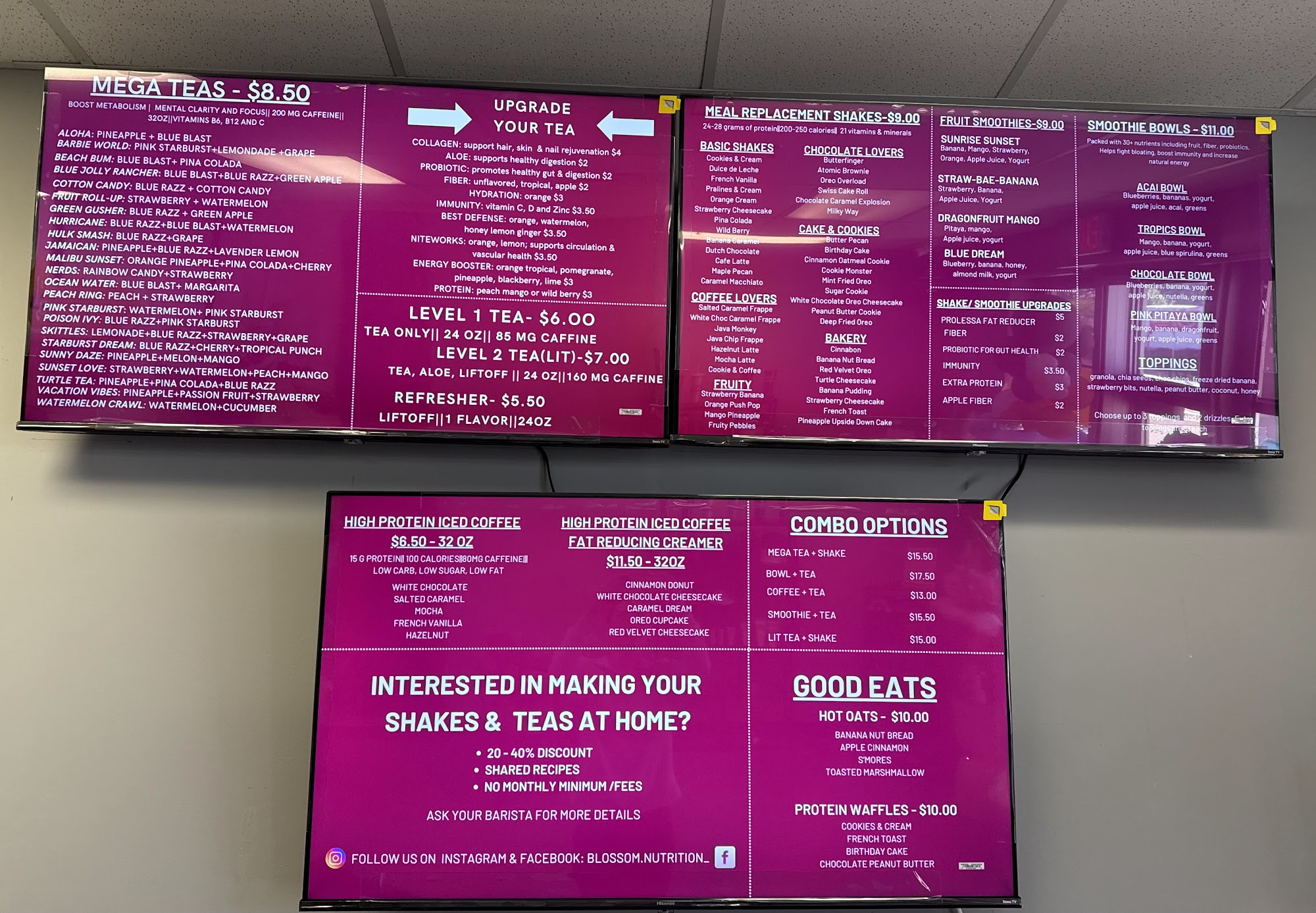 BLOSSOM NUTRITION Menu