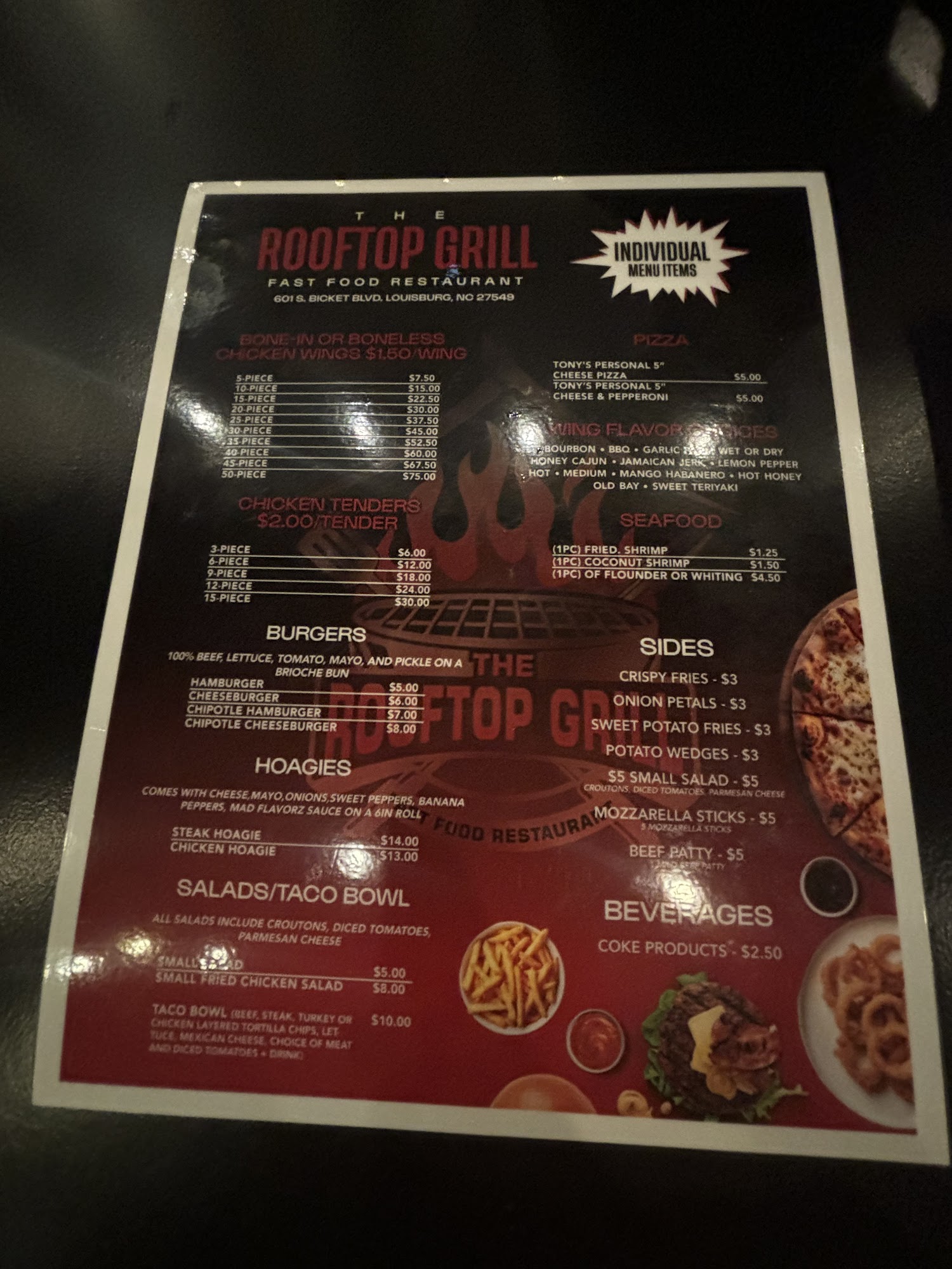 Rooftop Grill Menu