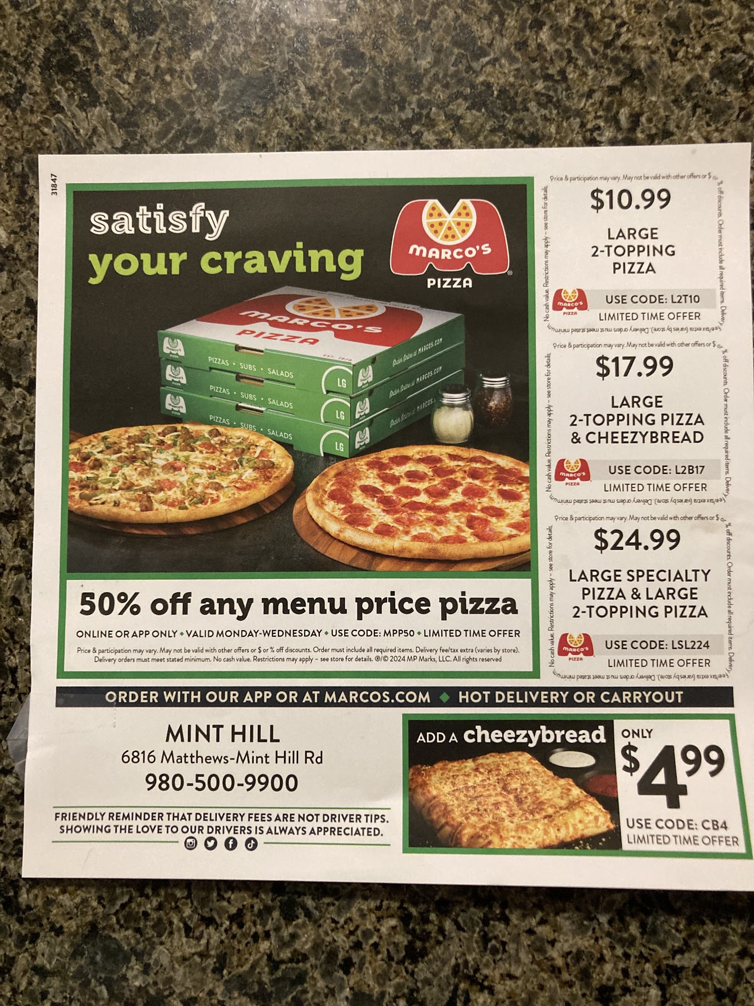 Marco's Pizza Menu
