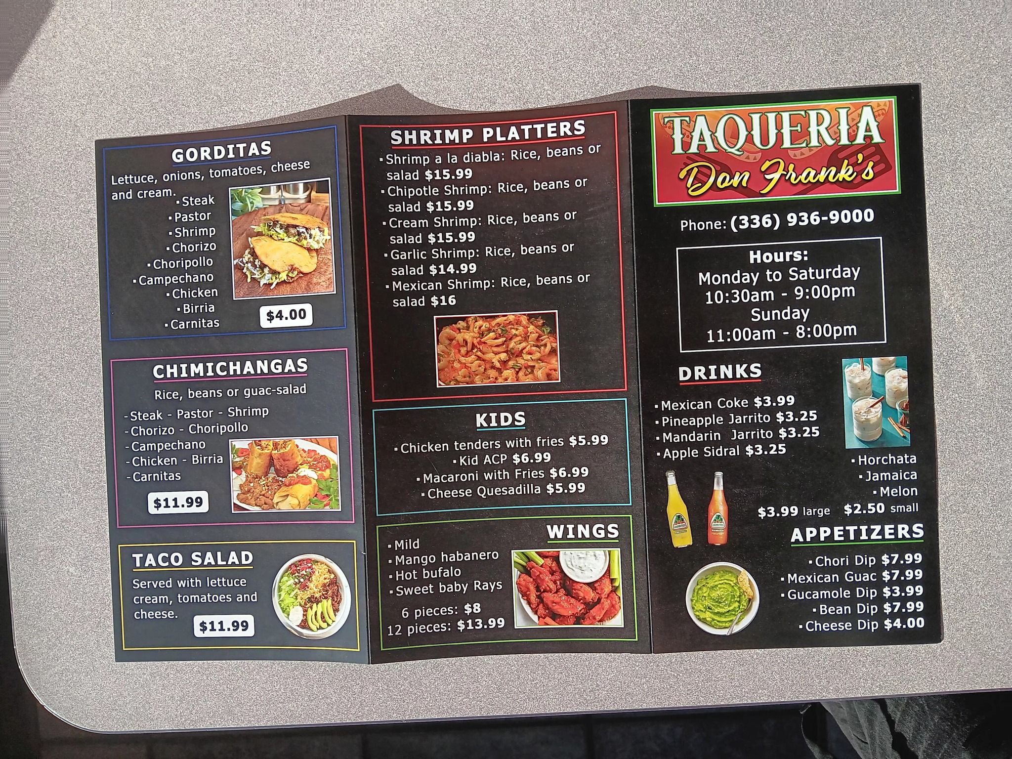 Taqueria Don Frank's Menu