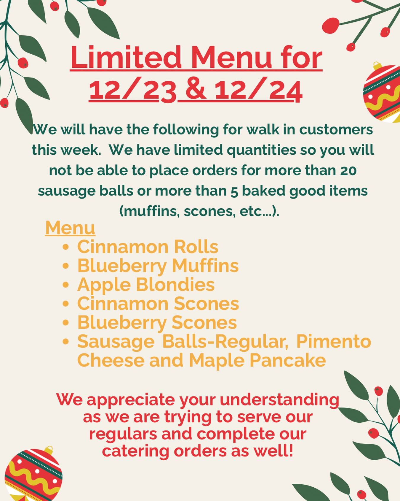 The Packing House Menu