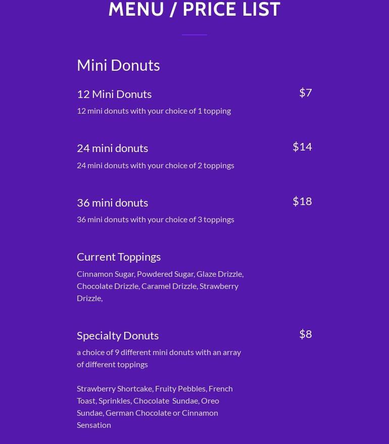 The Donut Shack Menu