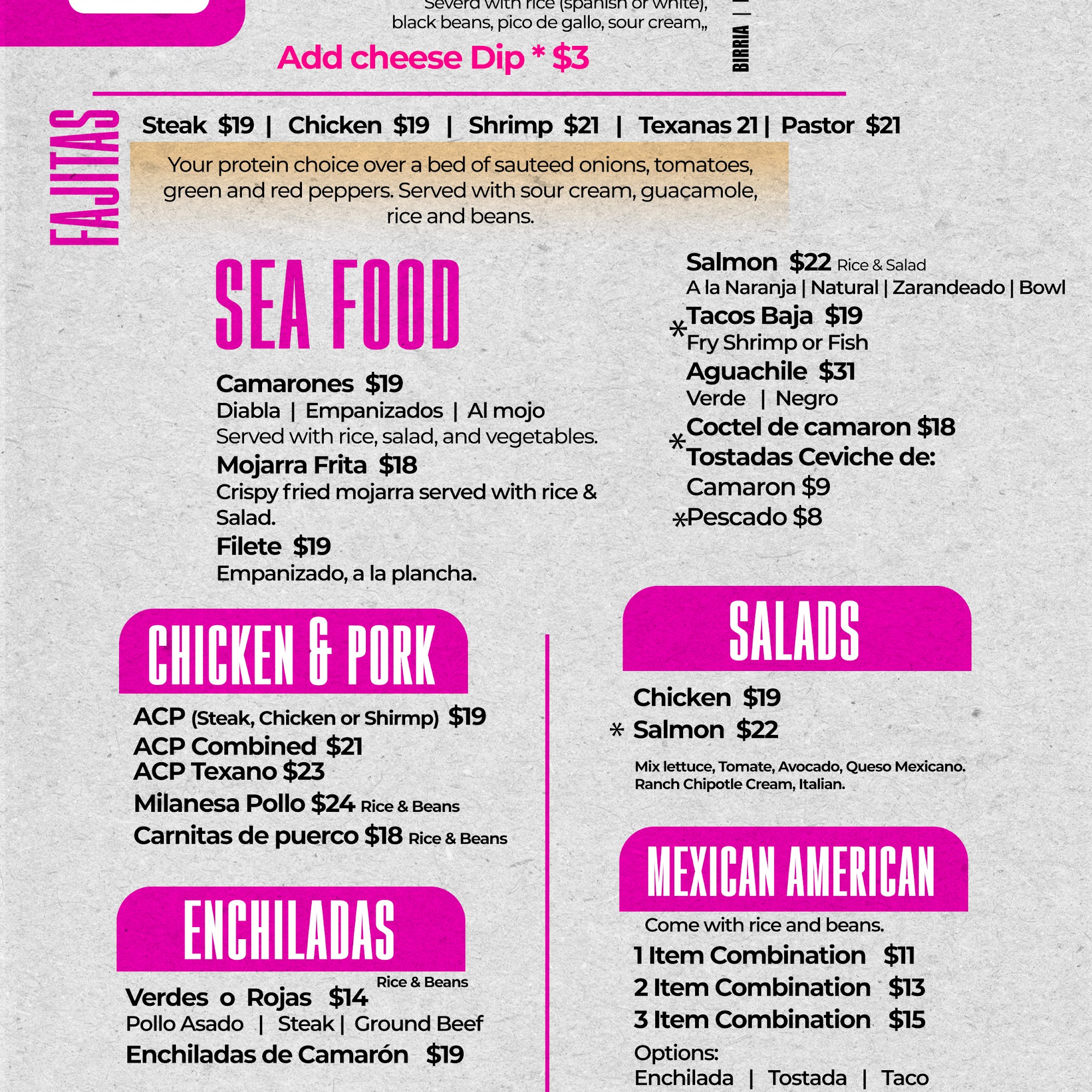 Casa Azteca Mooresville Menu