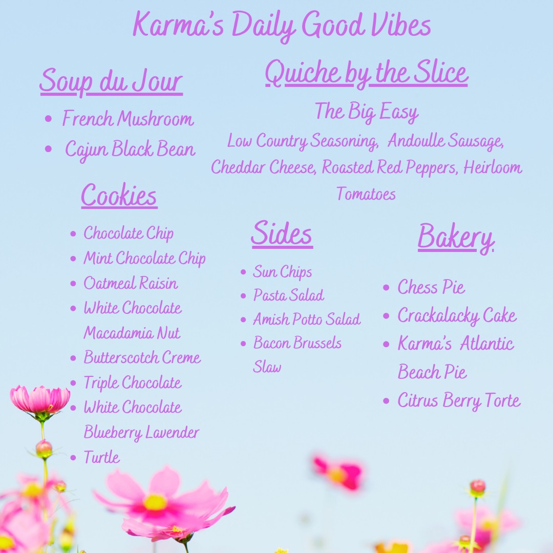 Karma Cookies & Cafe Menu