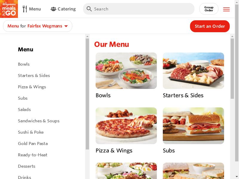 Wegmans Meals 2GO Menu