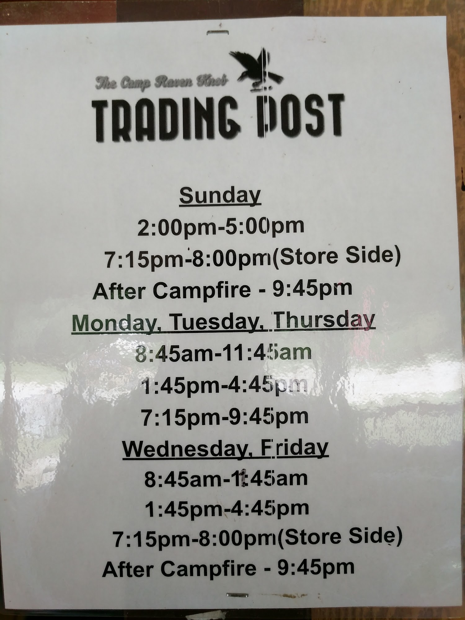 Raven Knob Trading Post | Snack Side Menu