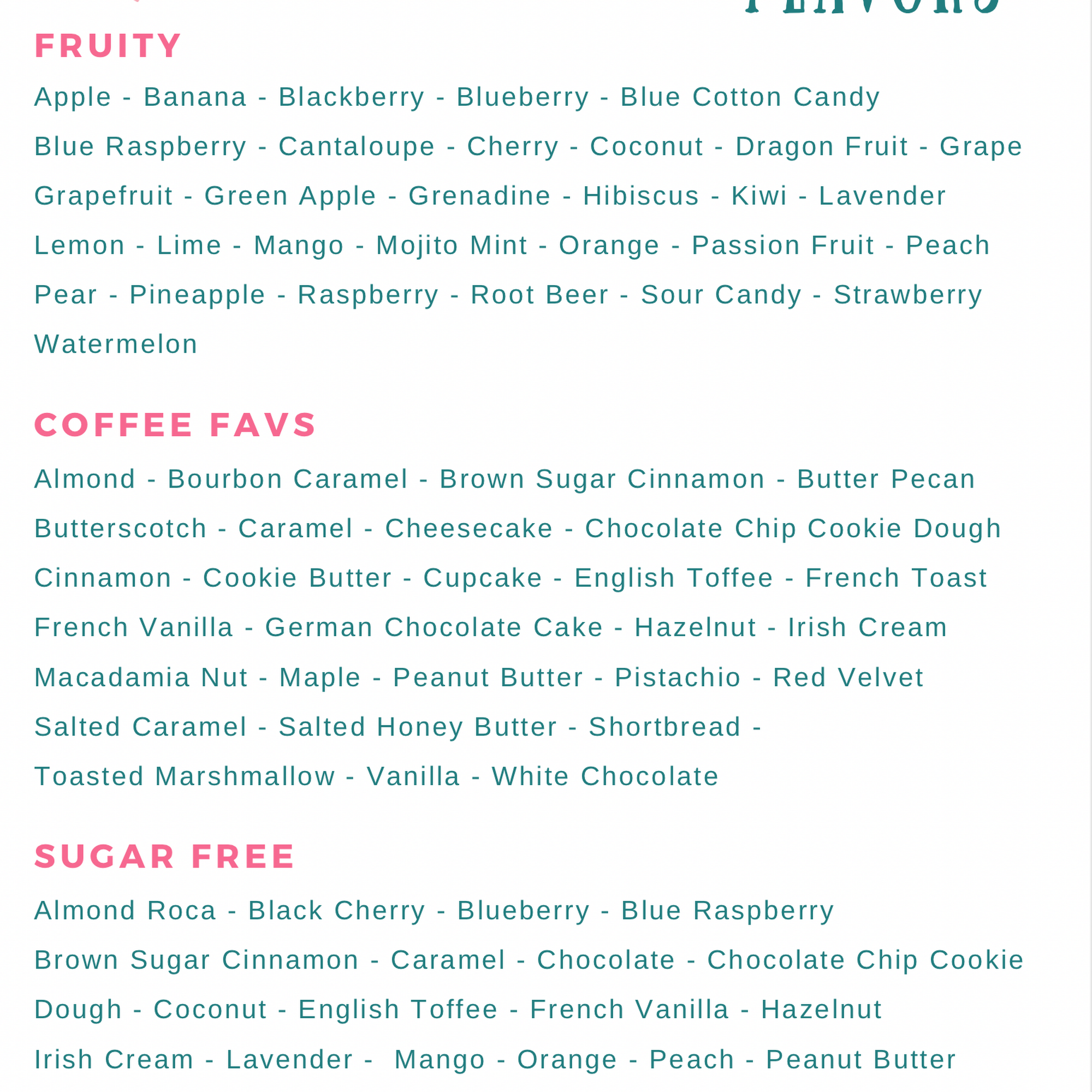 Java Way Coffee Co Menu