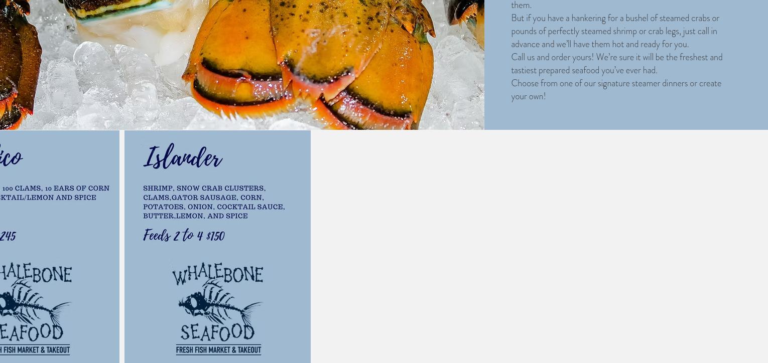 Whalebone Seafood Market Menu