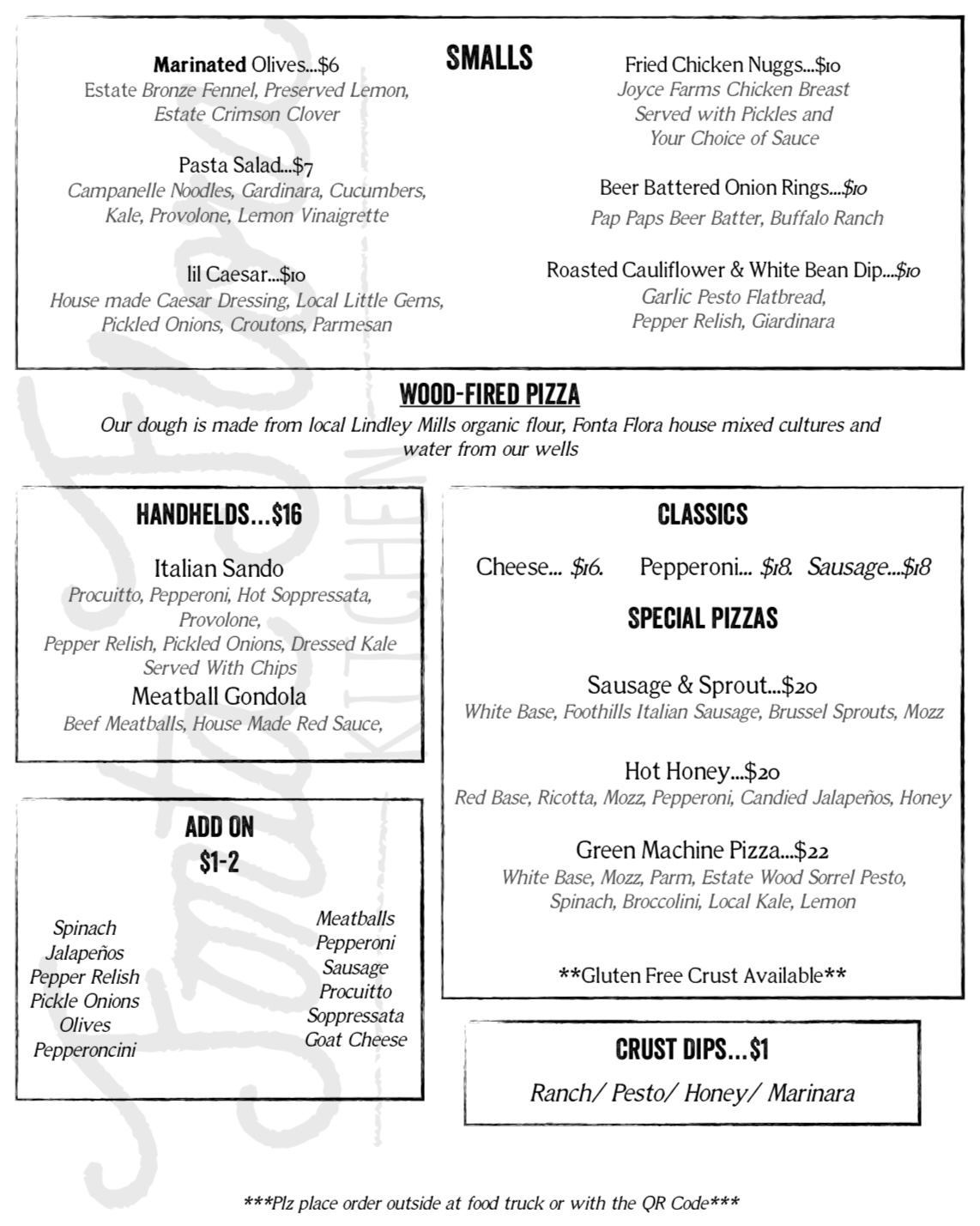 Fonta Flora Brewery - Whippoorwill Farm Menu