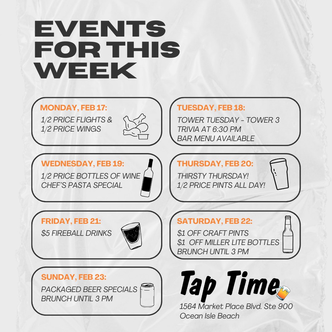 Tap Time Tap Room Menu