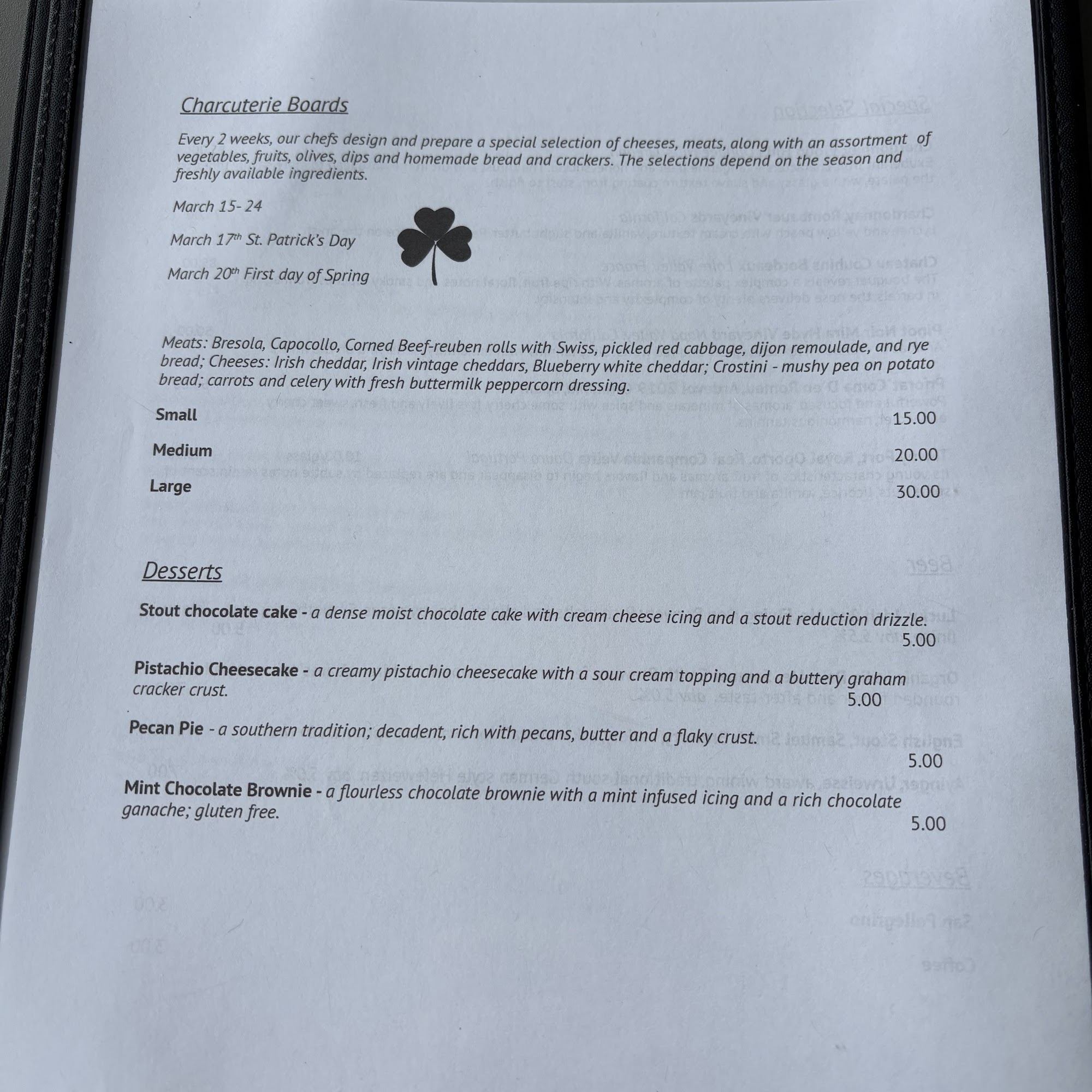 Mariposa Bakery & Wine Bar Menu
