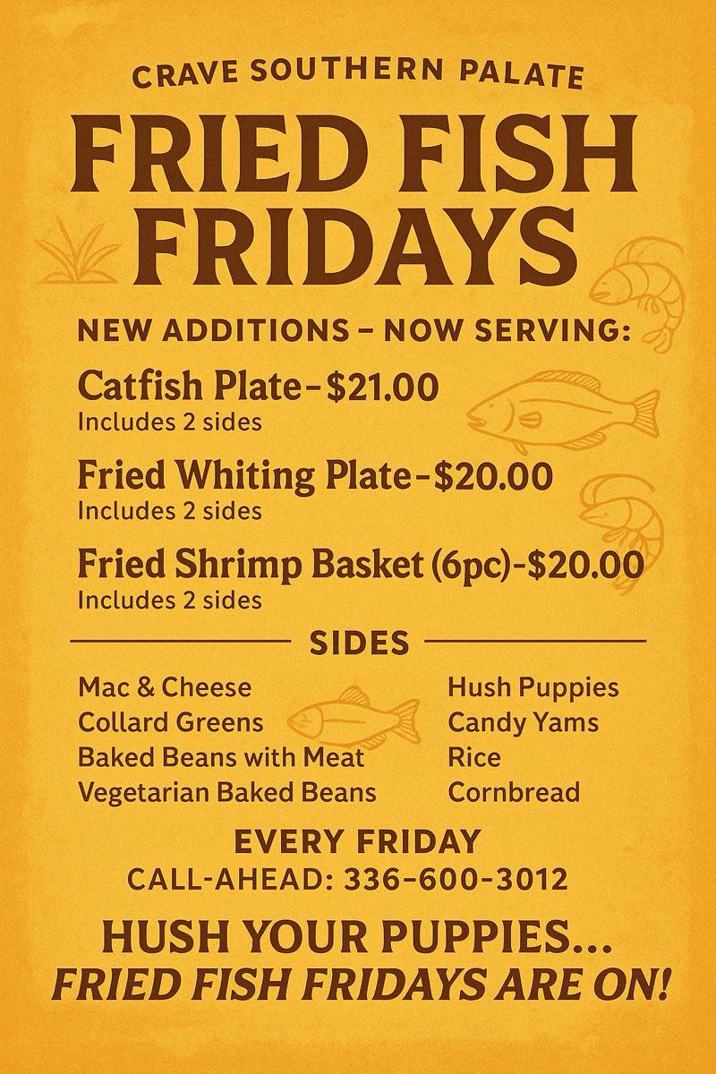 Crave Southern Palate Menu