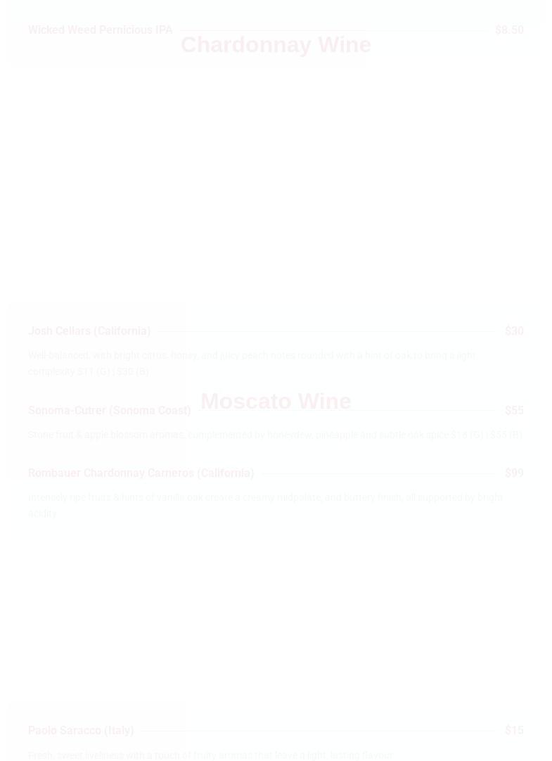 Flame Bistro & Bar Menu