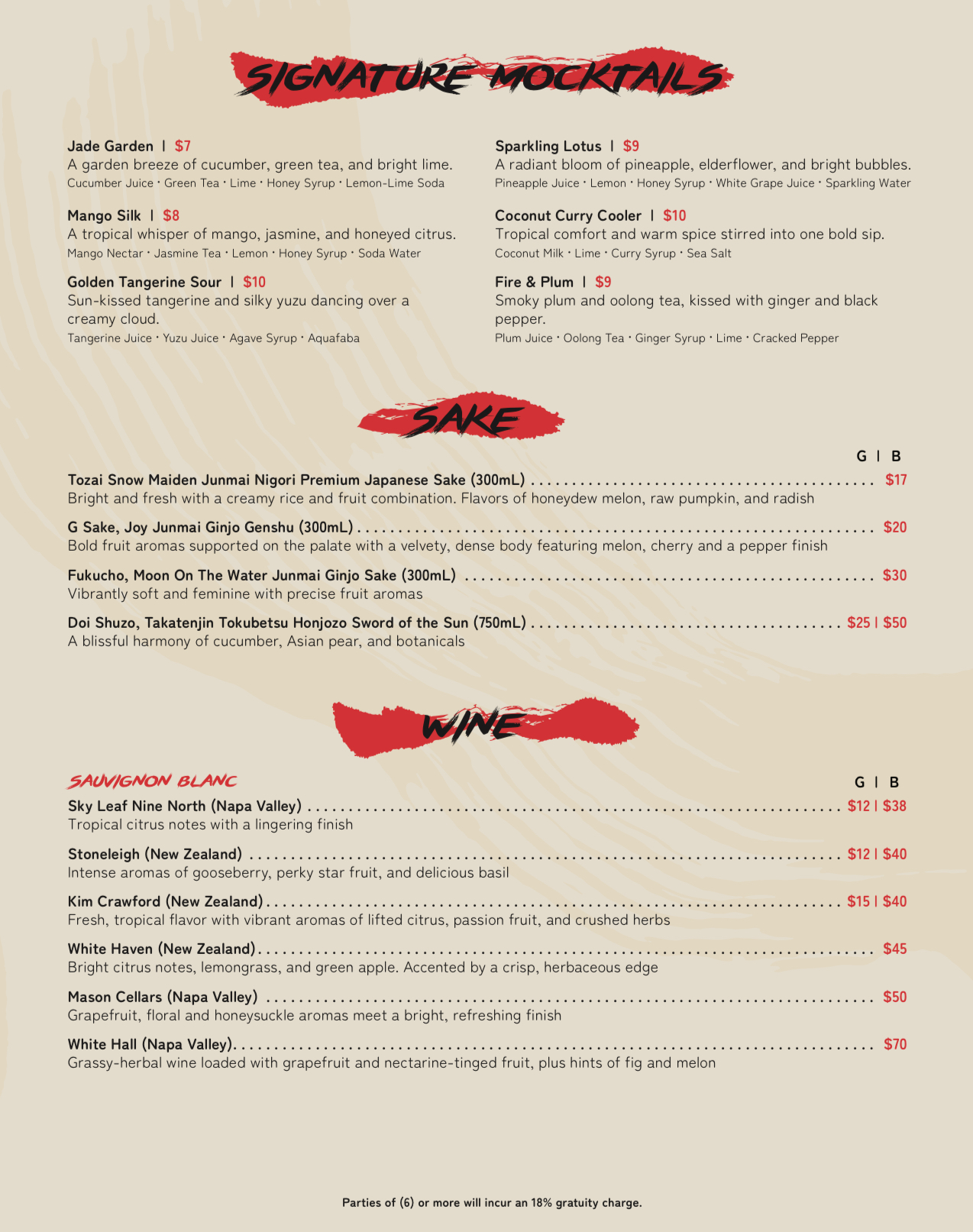 Flame Bistro & Bar Menu