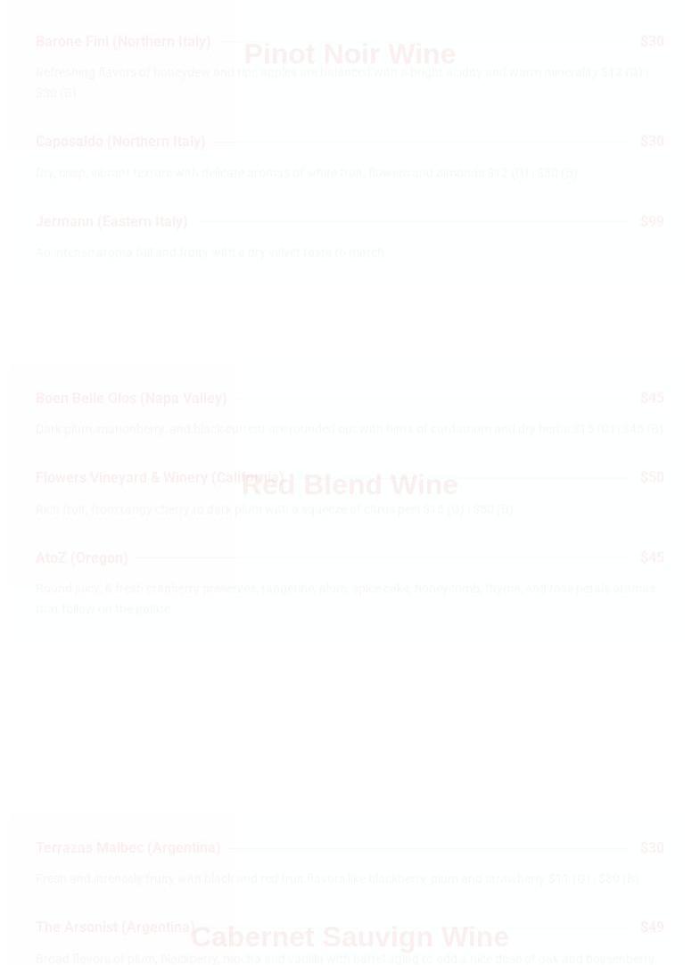 Flame Bistro & Bar Menu