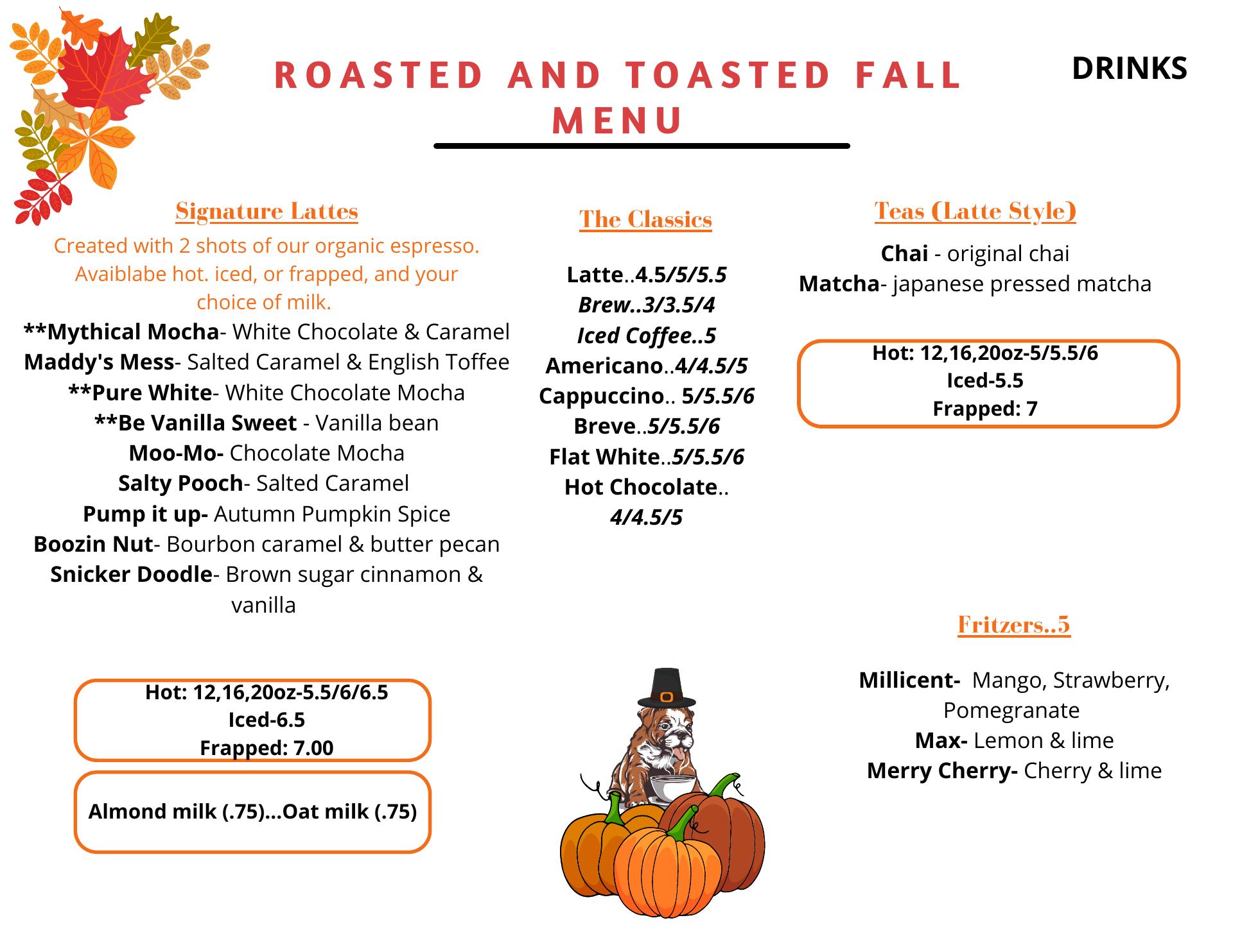 Roasted and Toasted Menu