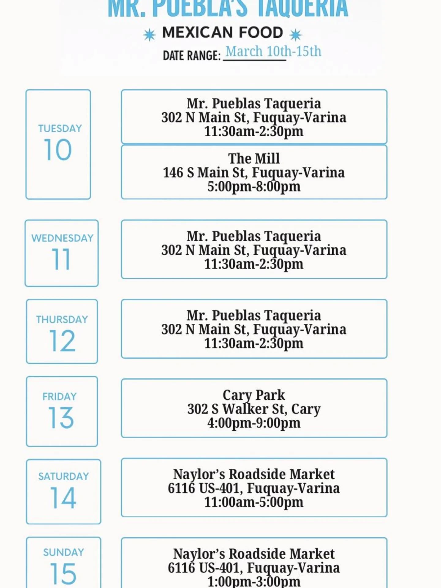 Mr. Puebla Tacos Raleigh