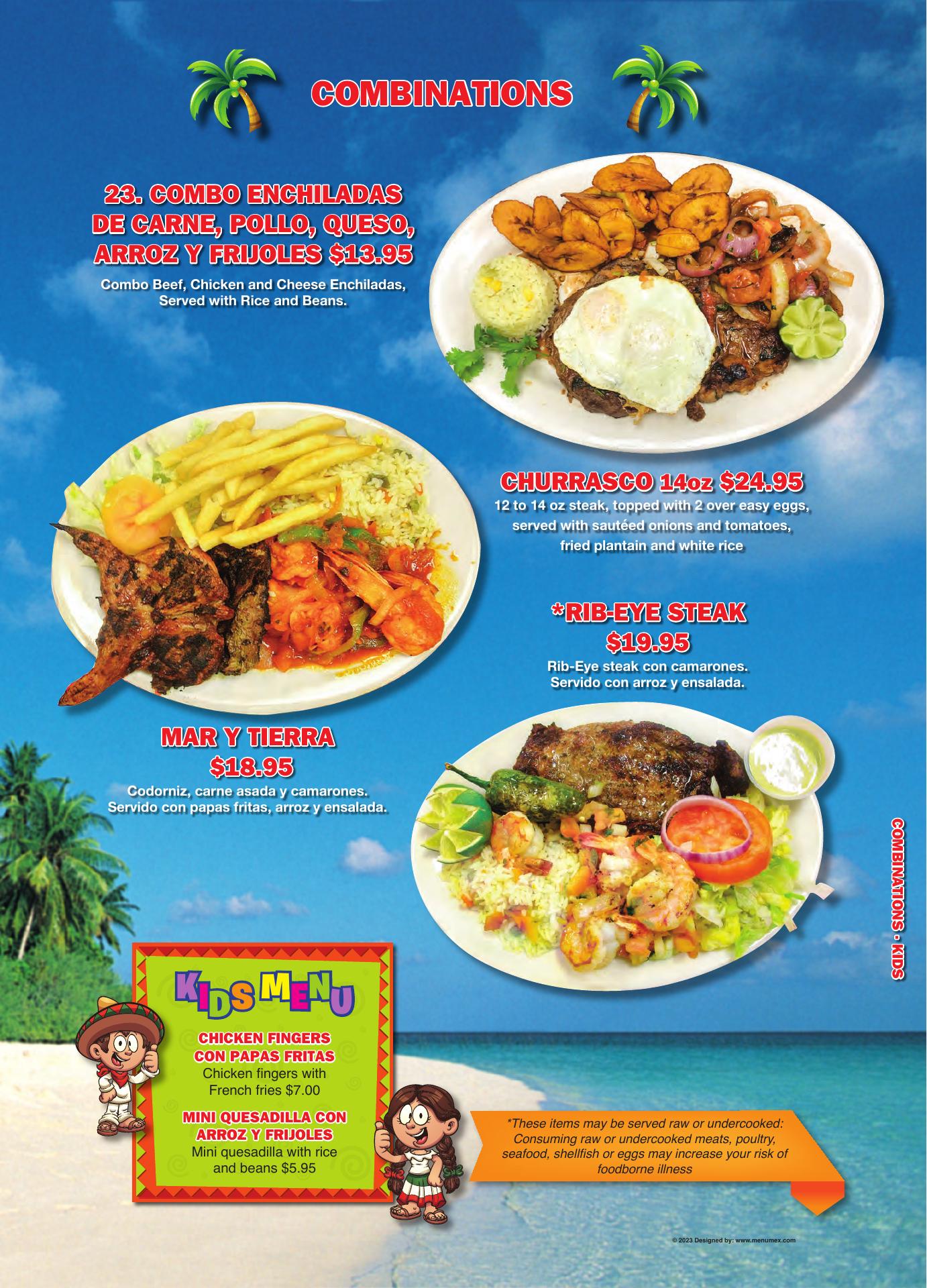Mar-Y-Sol Restaurant Menu