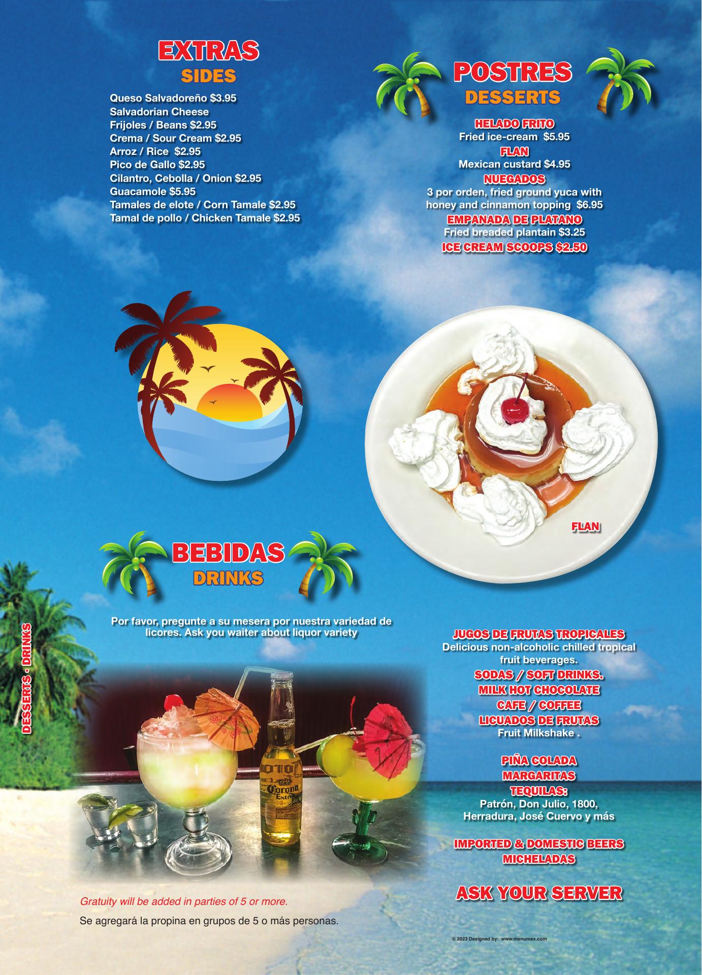 Mar-Y-Sol Restaurant Menu