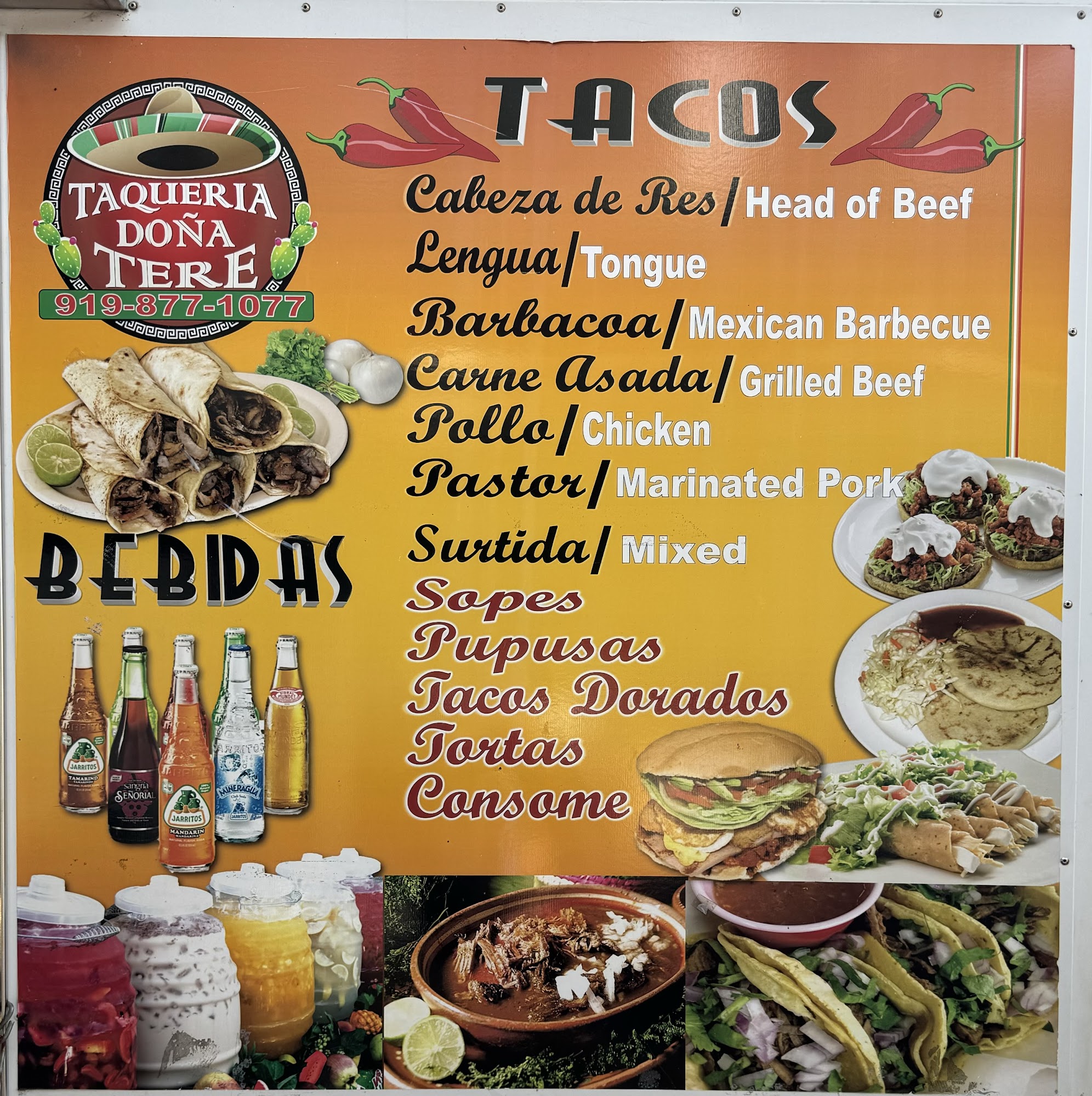 Barbacoa Doña Tere Menu