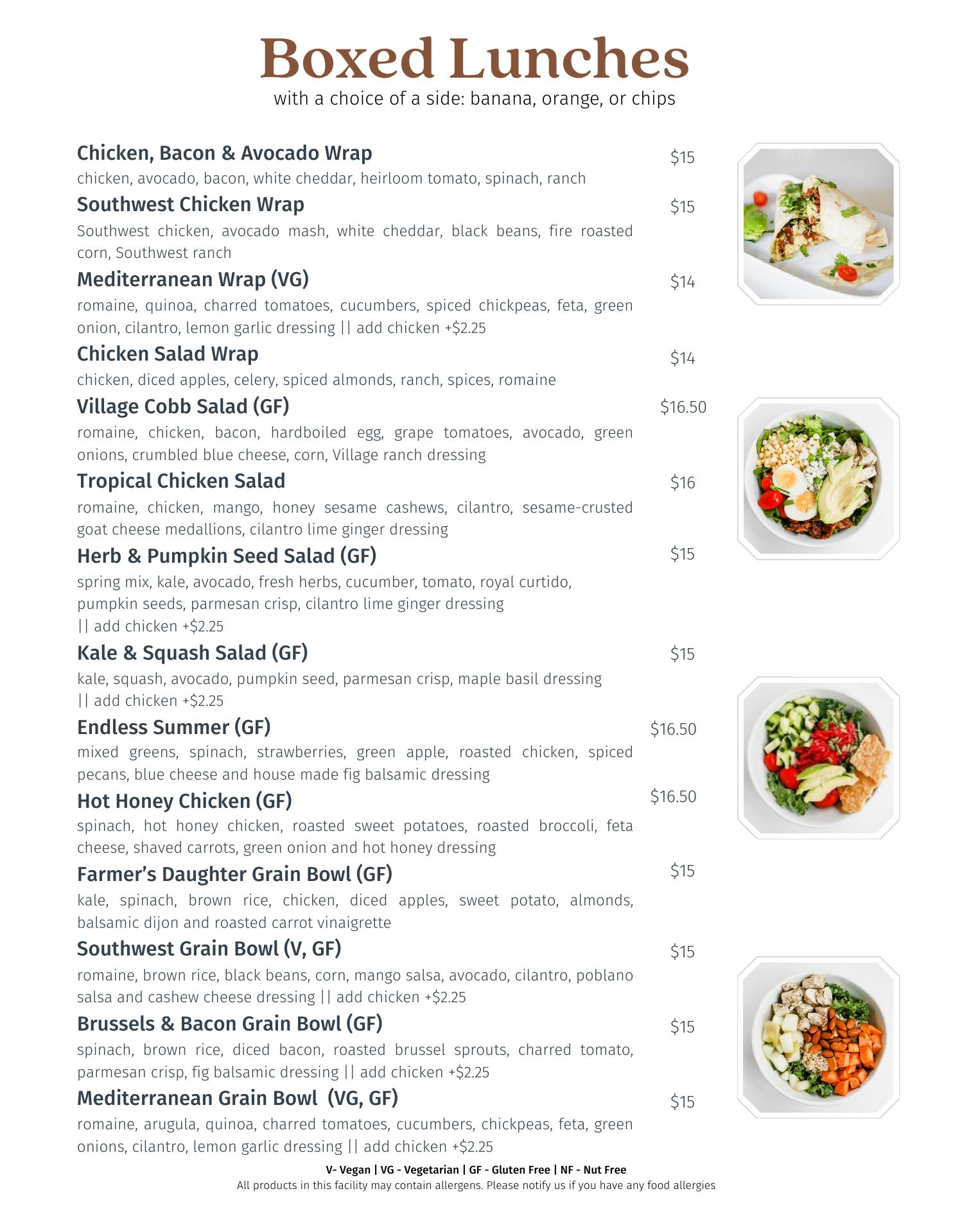 Village Juice & Kitchen Menu