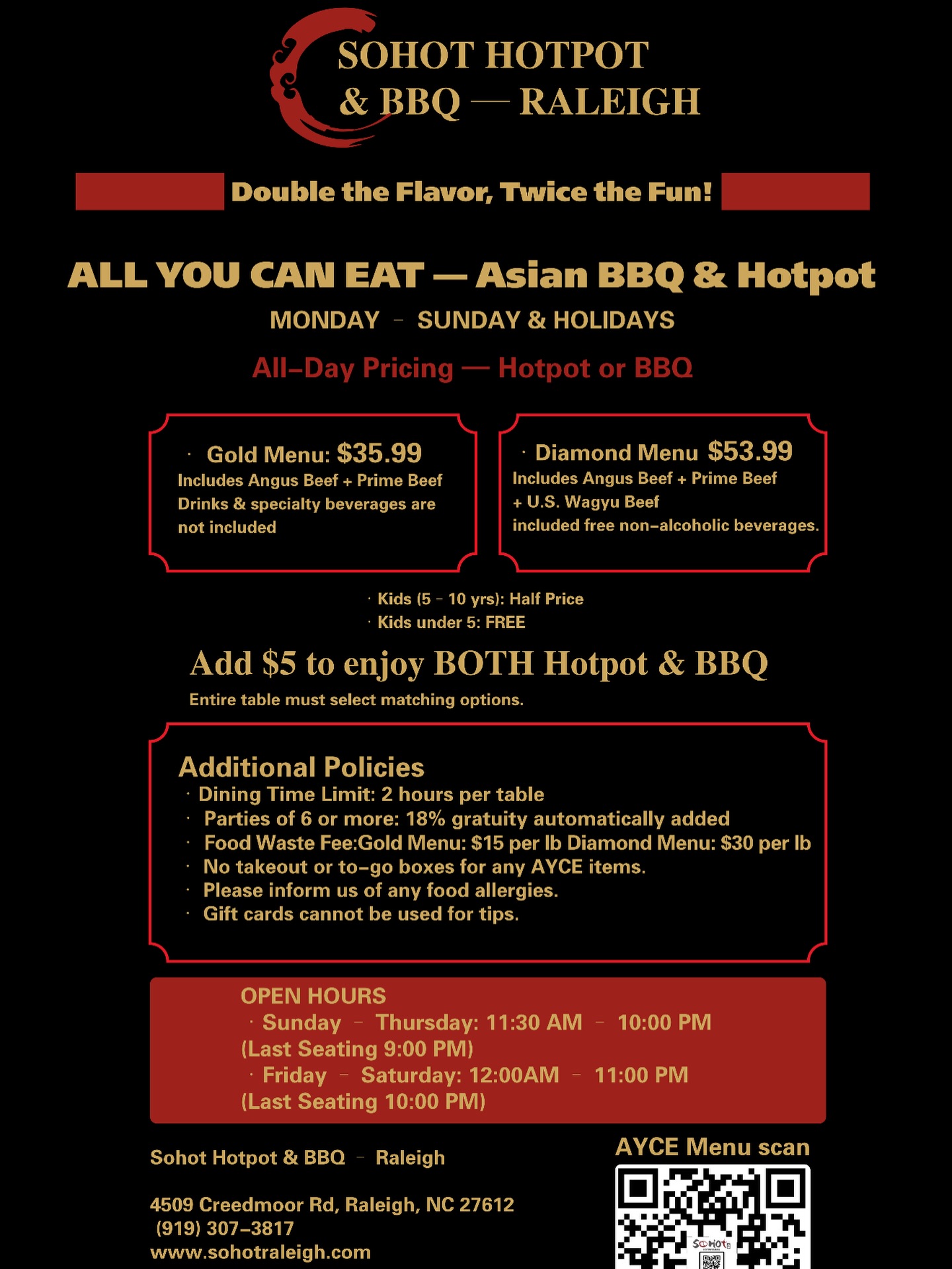 SoHot HotPot & BBQ Menu