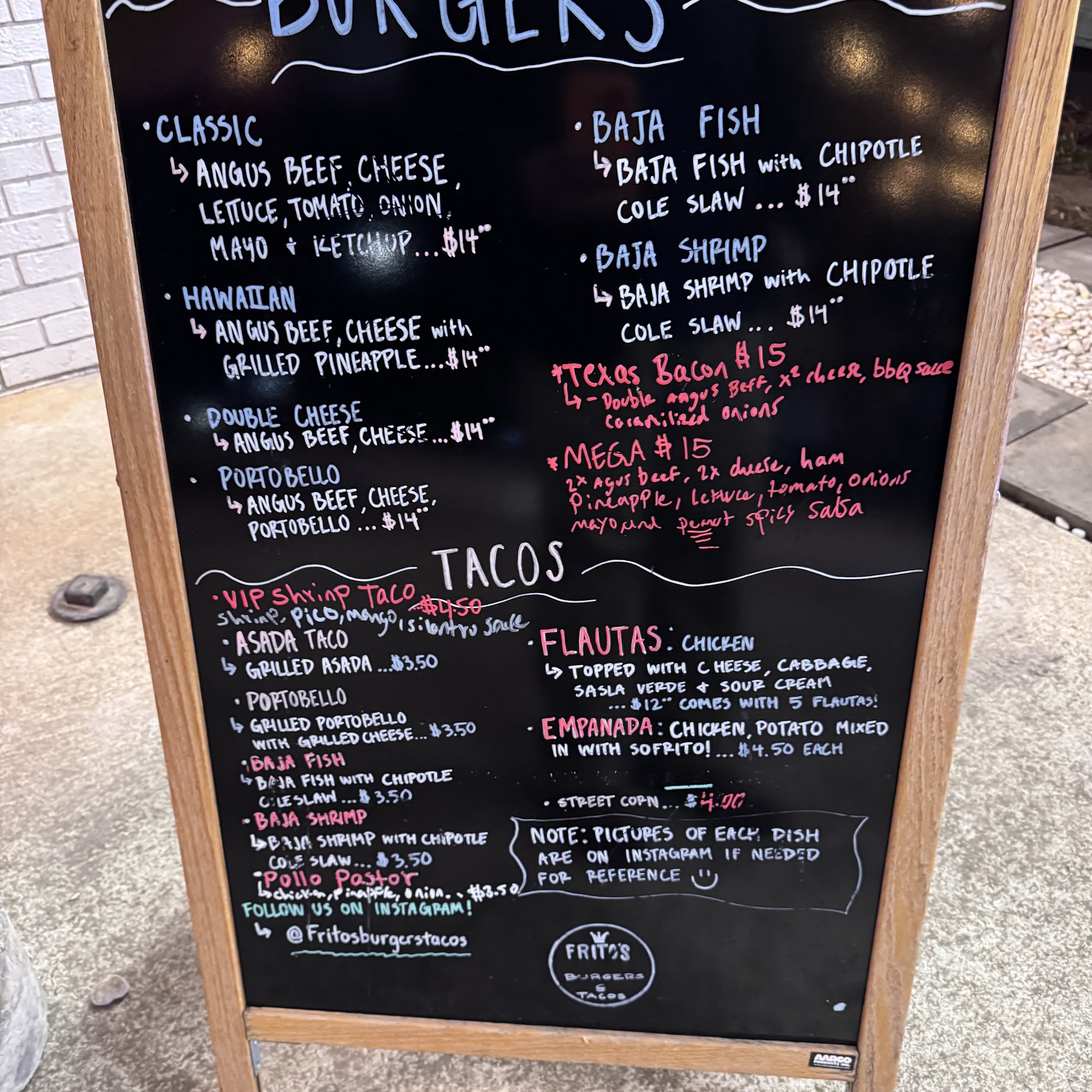 Fritos Burgers & Tacos Menu