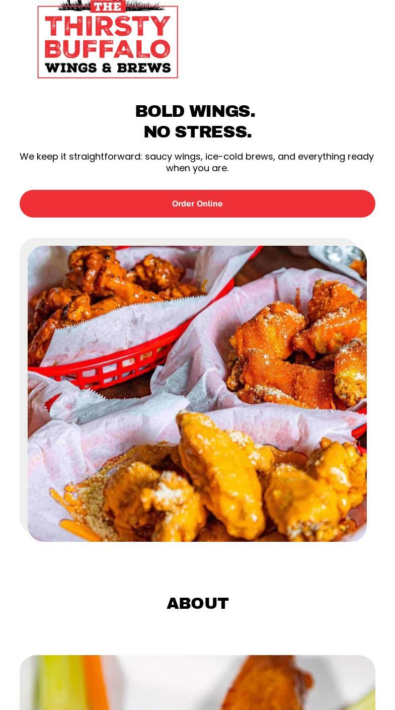 The Thirsty Buffalo Wings and Brews Menu