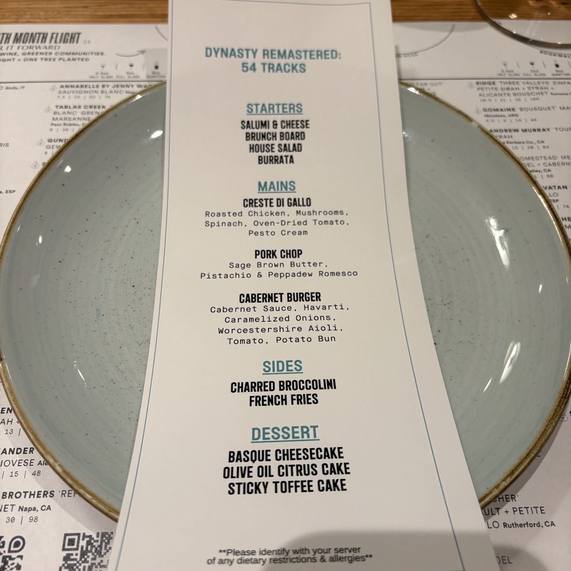 Sixty Vines Menu