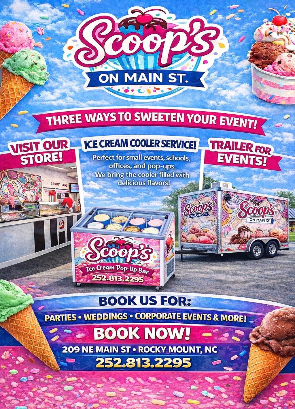 Scoops on Main St. Menu